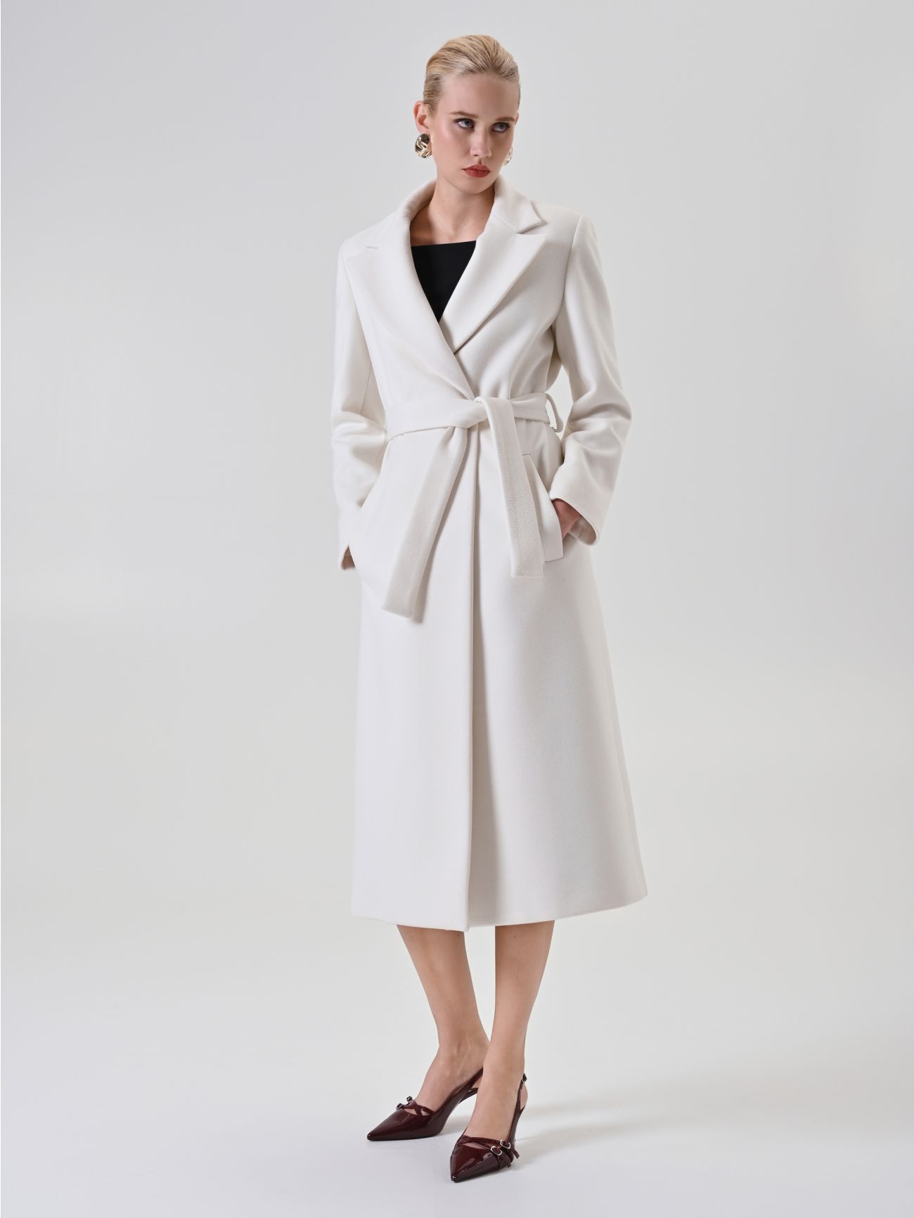 Cream Belted Robe Coat in_i7