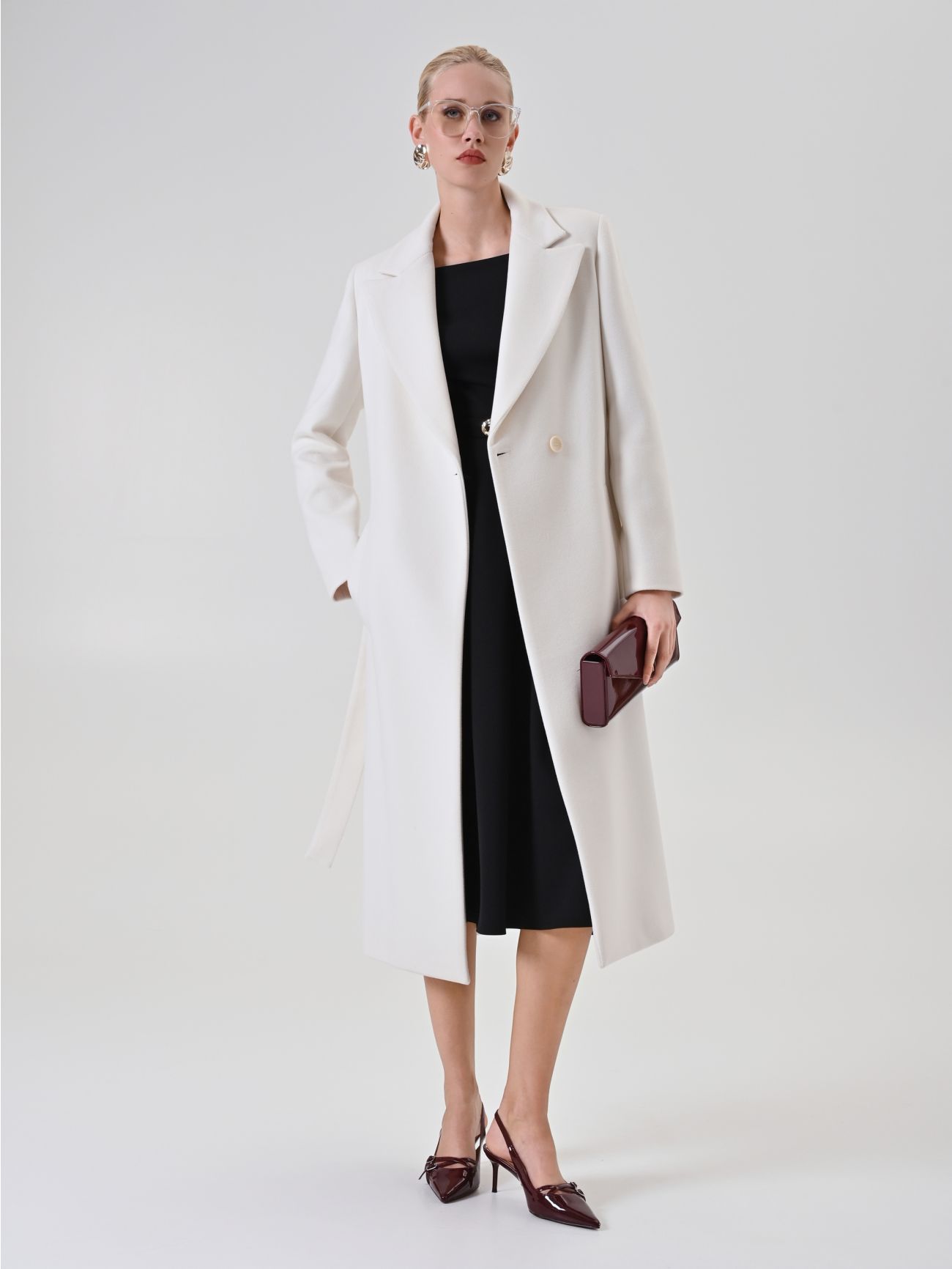Cream Belted Robe Coat  Rinascimento