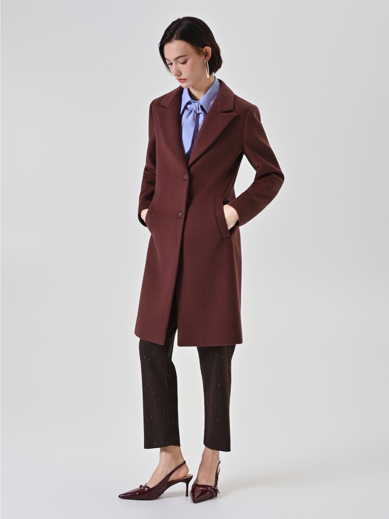 Cappotto monopetto marrone cioccolato  in_i7