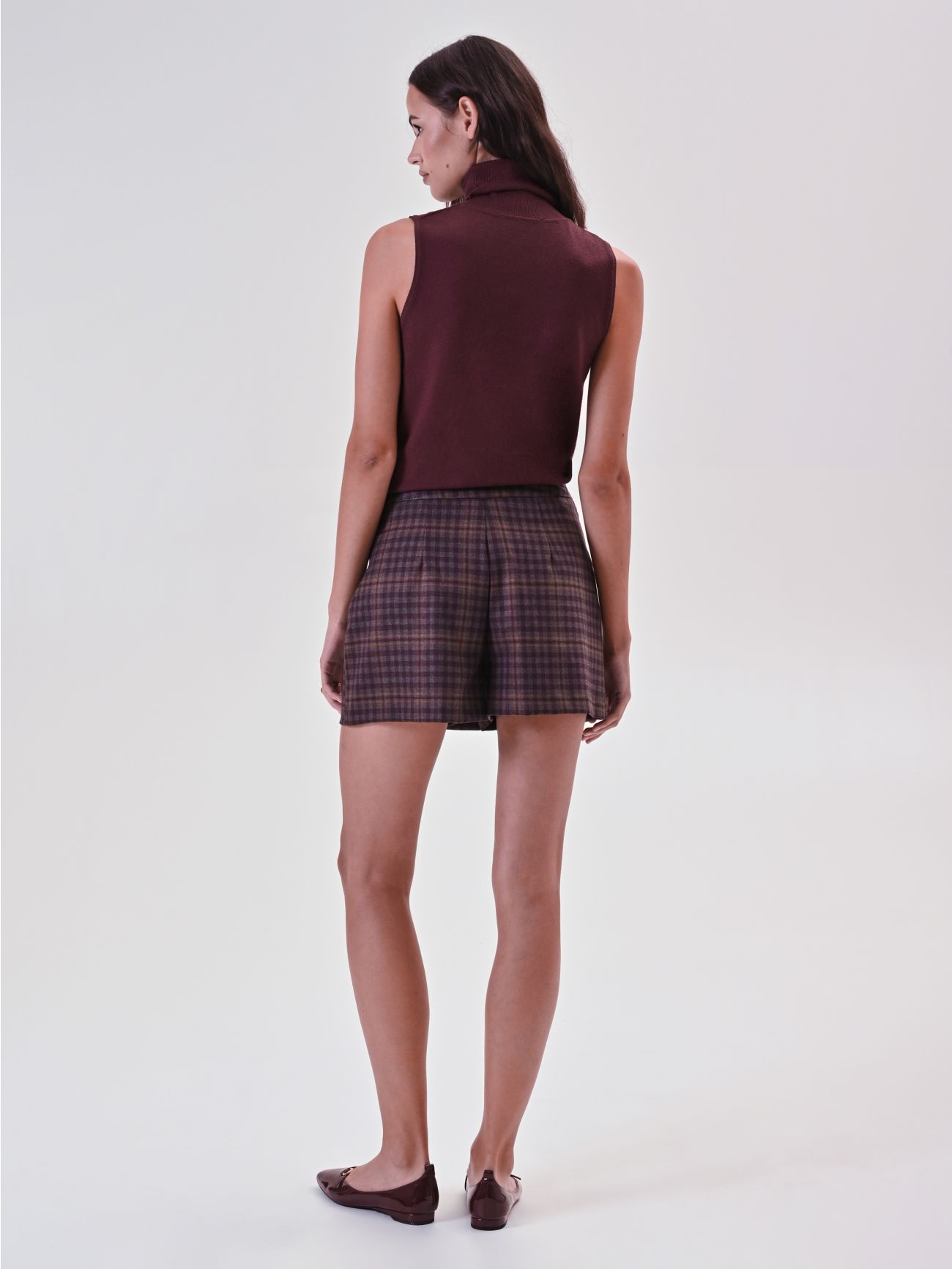 Burgundy Check Skort det_3