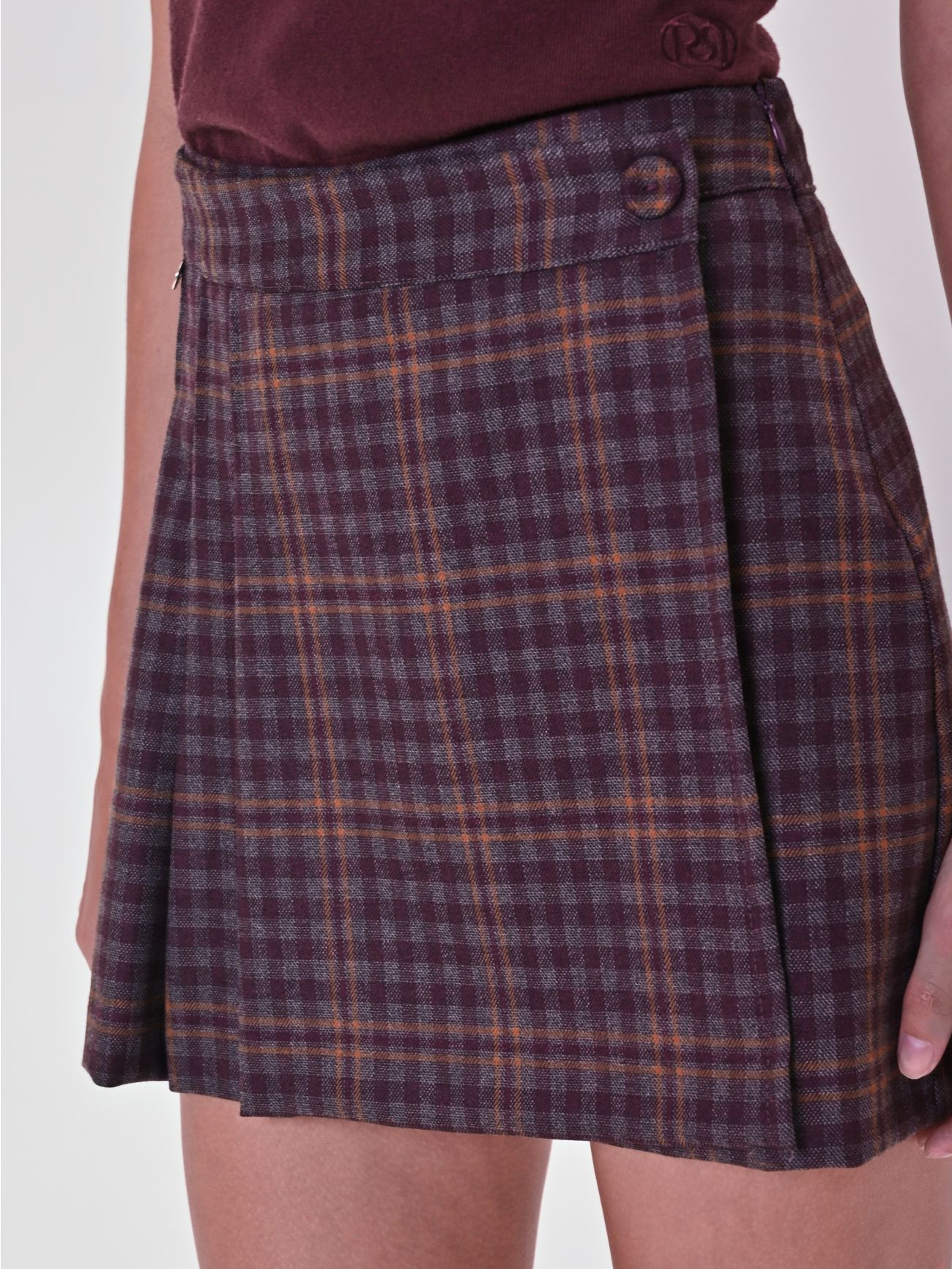 Burgundy Check Skort in_i5