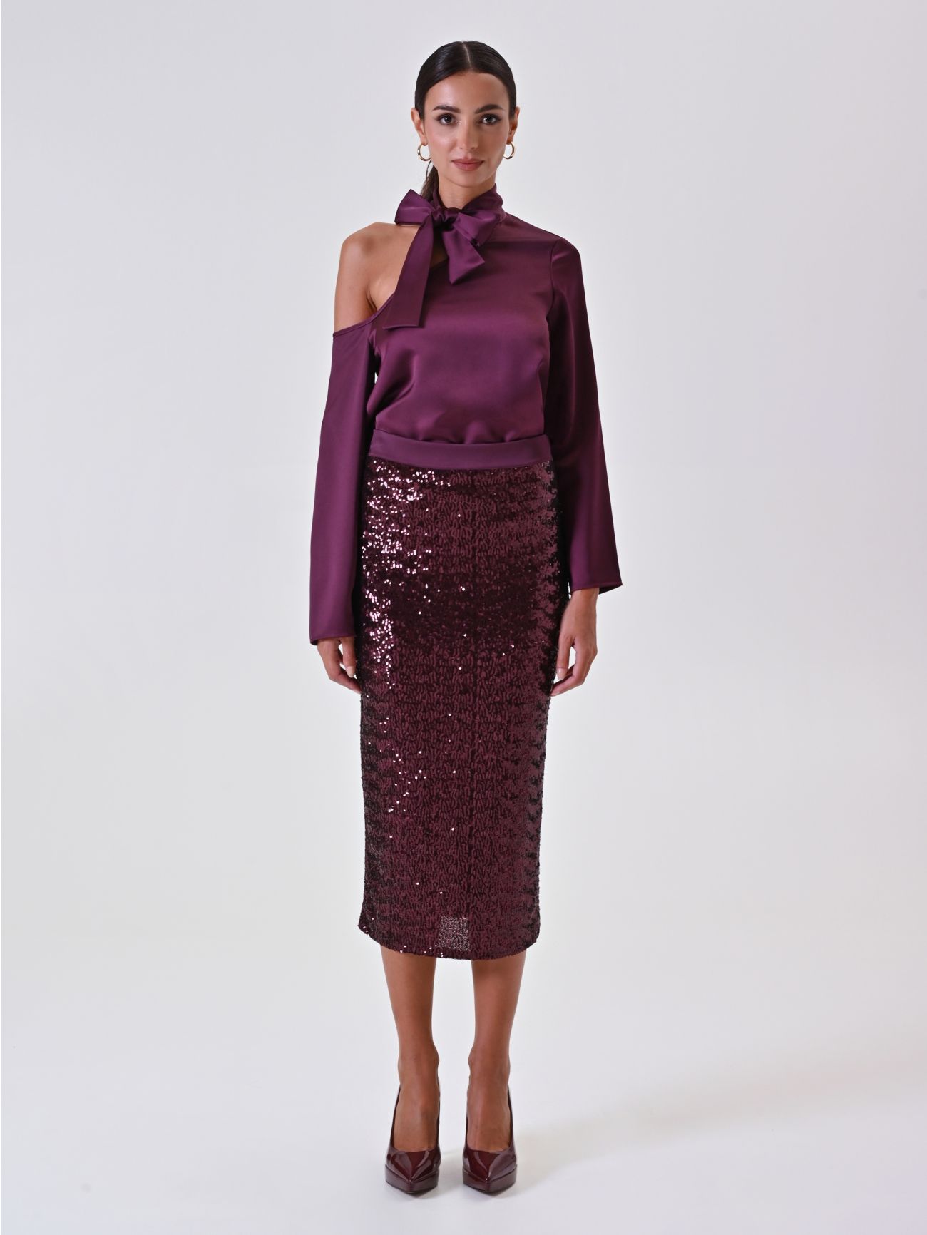 Burgundy Sequin Skirt det_1