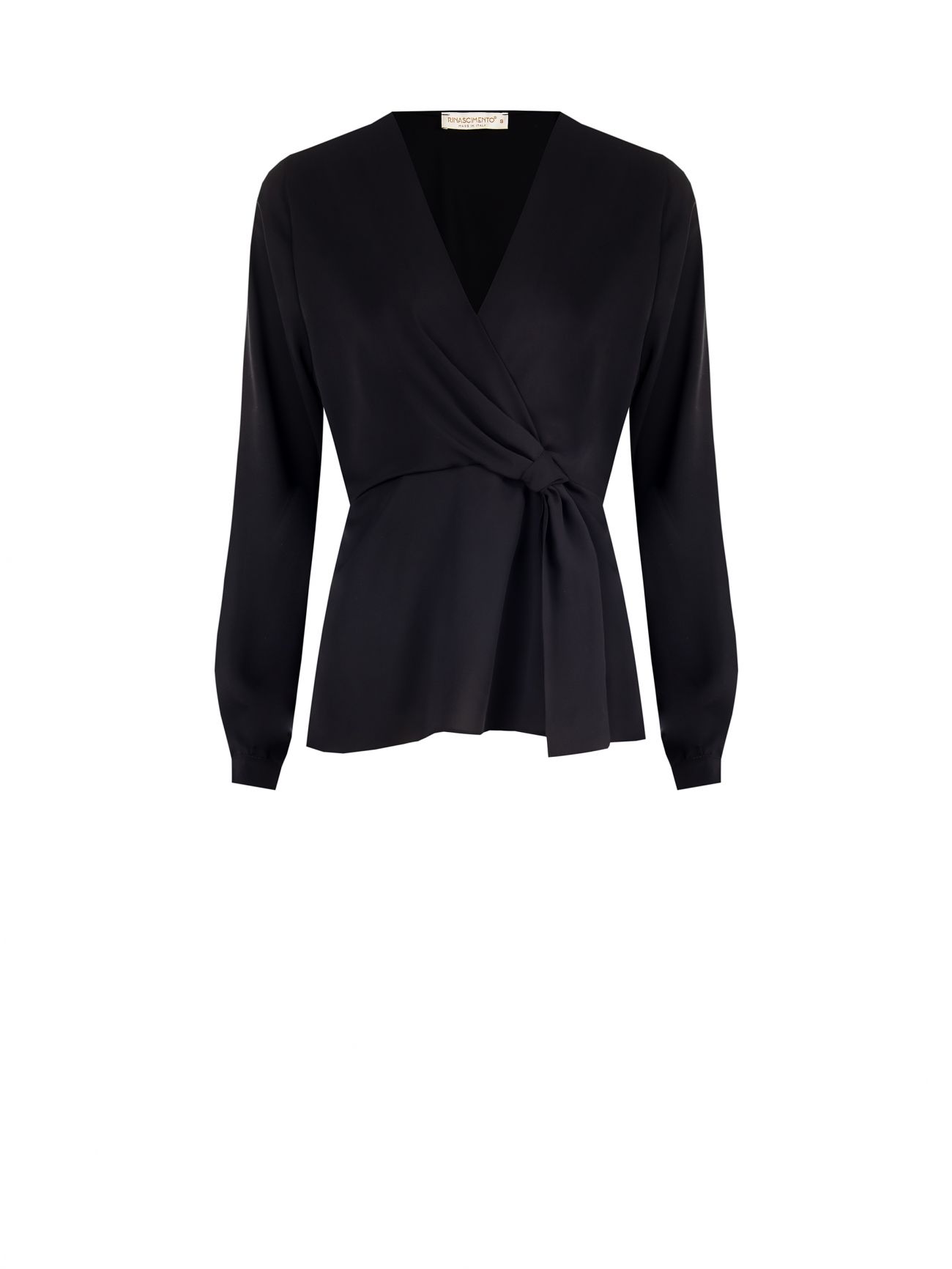Black V-Neck Blouse det_4