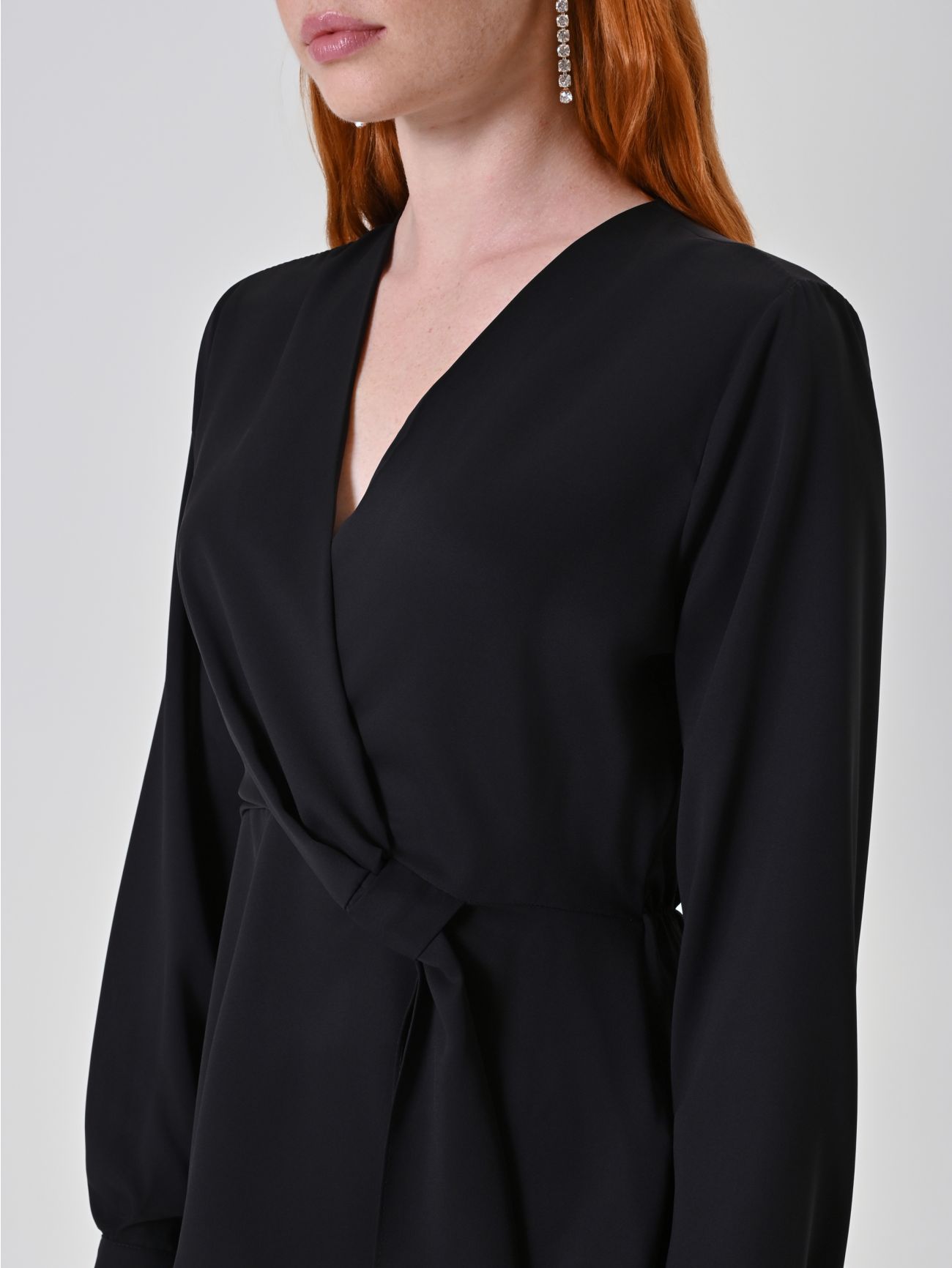 Black V-Neck Blouse in_i5
