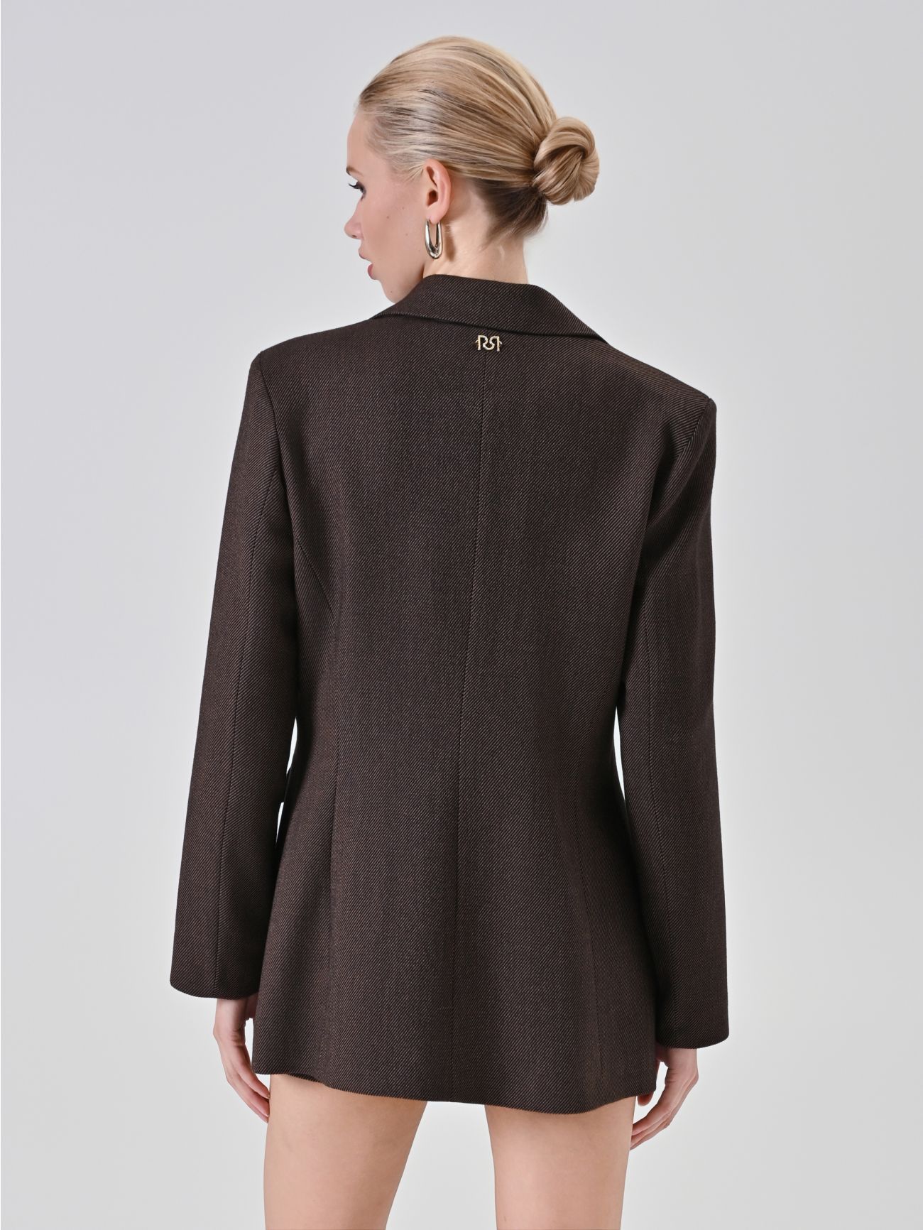Chocolate Twill Double-Breasted Jacket det_3