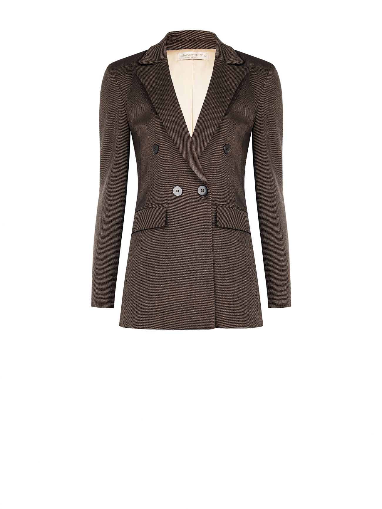 Chocolate Twill Double-Breasted Jacket det_4