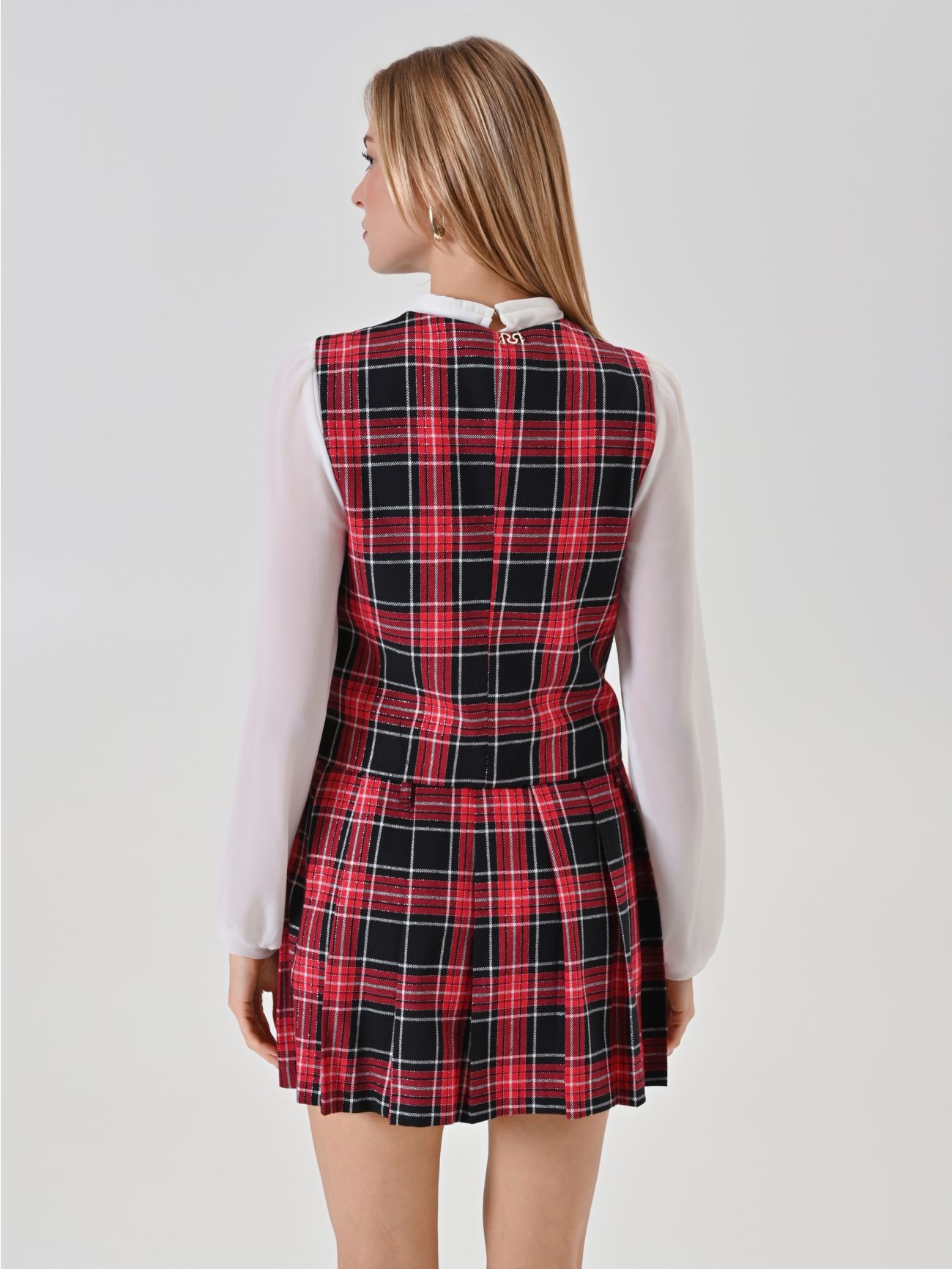 Gilet Rosso in Check Lurex det_3