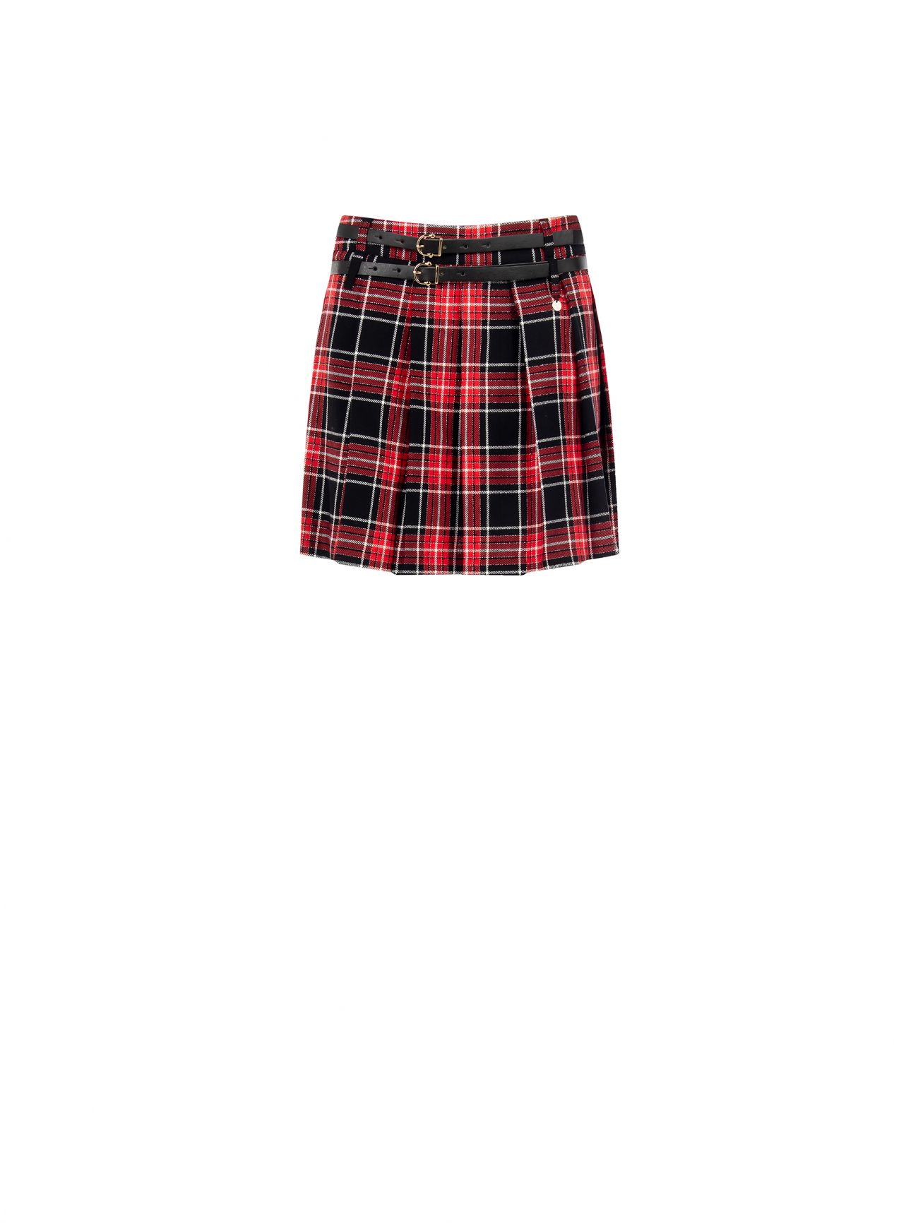 Roter Faltenminirock mit Lurex-Karo det_4