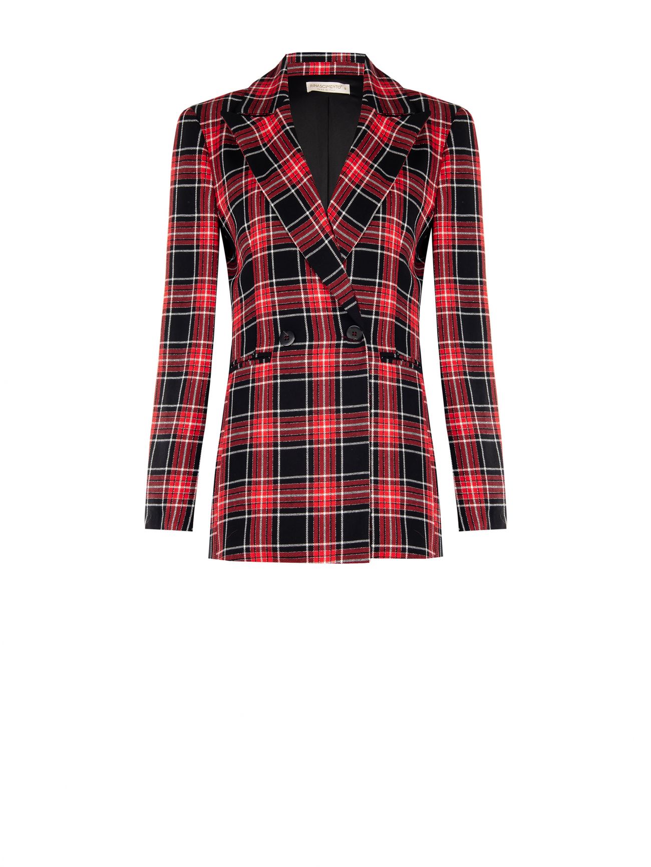 Double-Breasted Red Lurex Check Jacket det_4