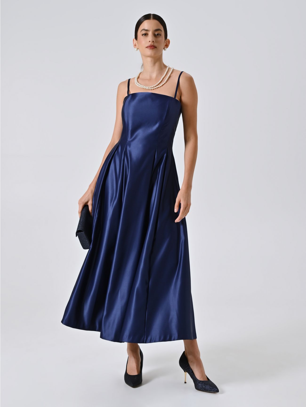 Abito a Ruota con Scollo Dritto Blu sp_e1