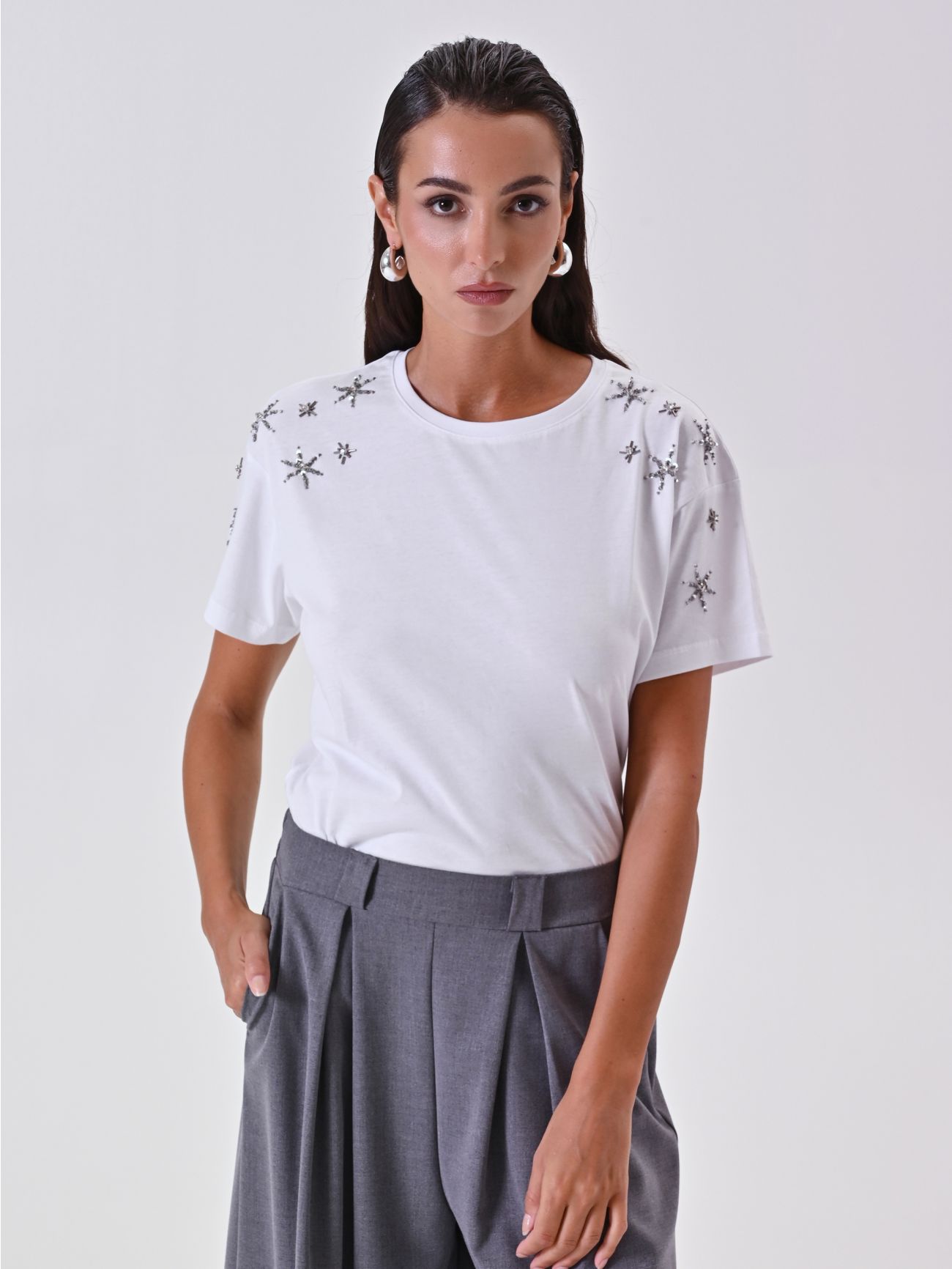 T-Shirt Bianca Strass in_i7