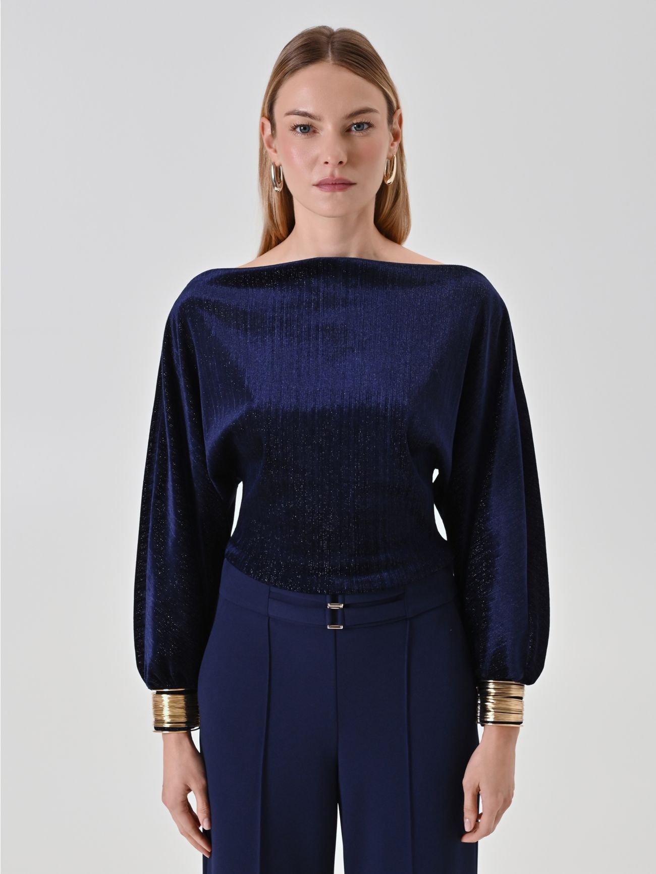 Lurex-Bluse mit Puffärmeln det_2