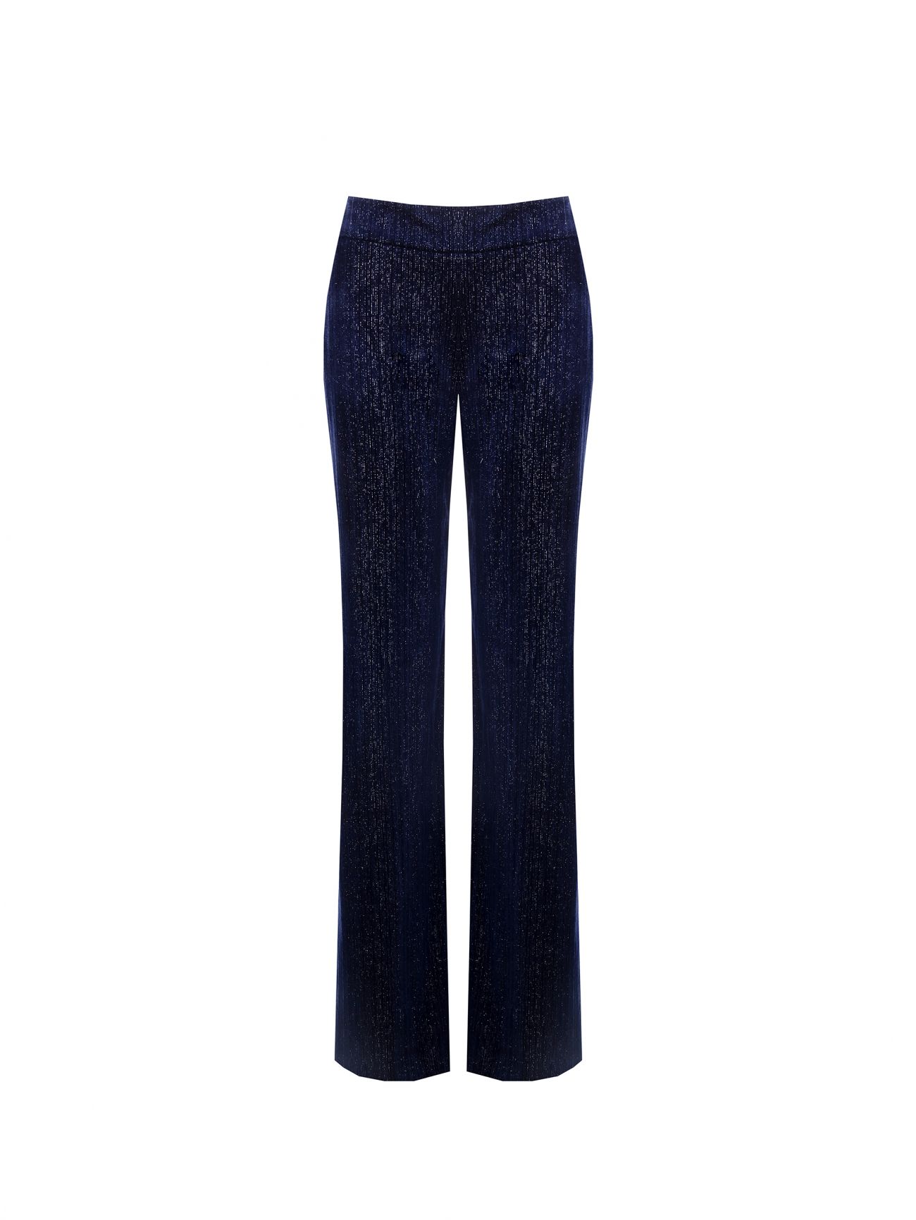 Navy Blue Lurex Straight-Leg Trousers det_4