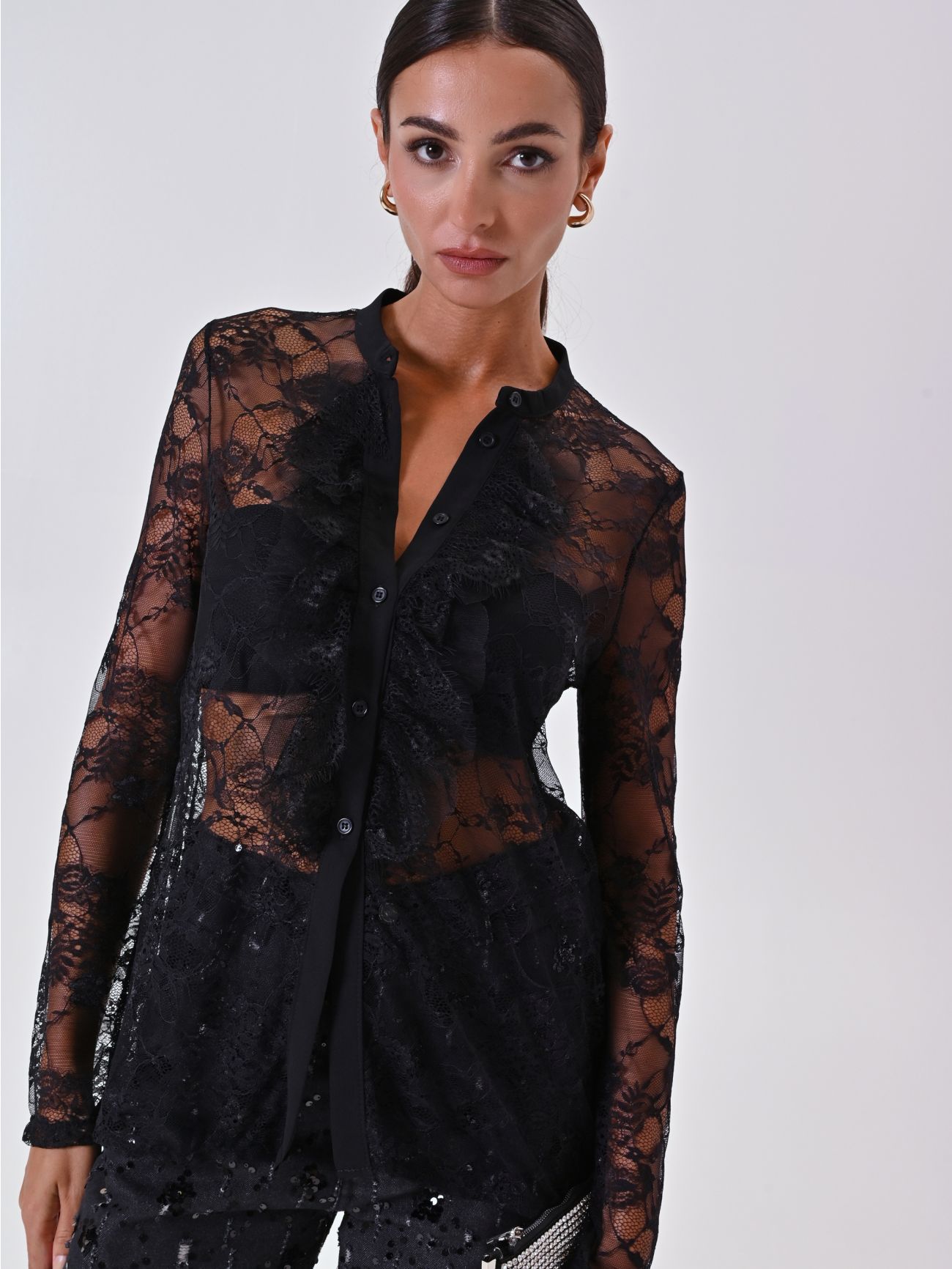 Spitzenbluse in Schwarz sp_e1