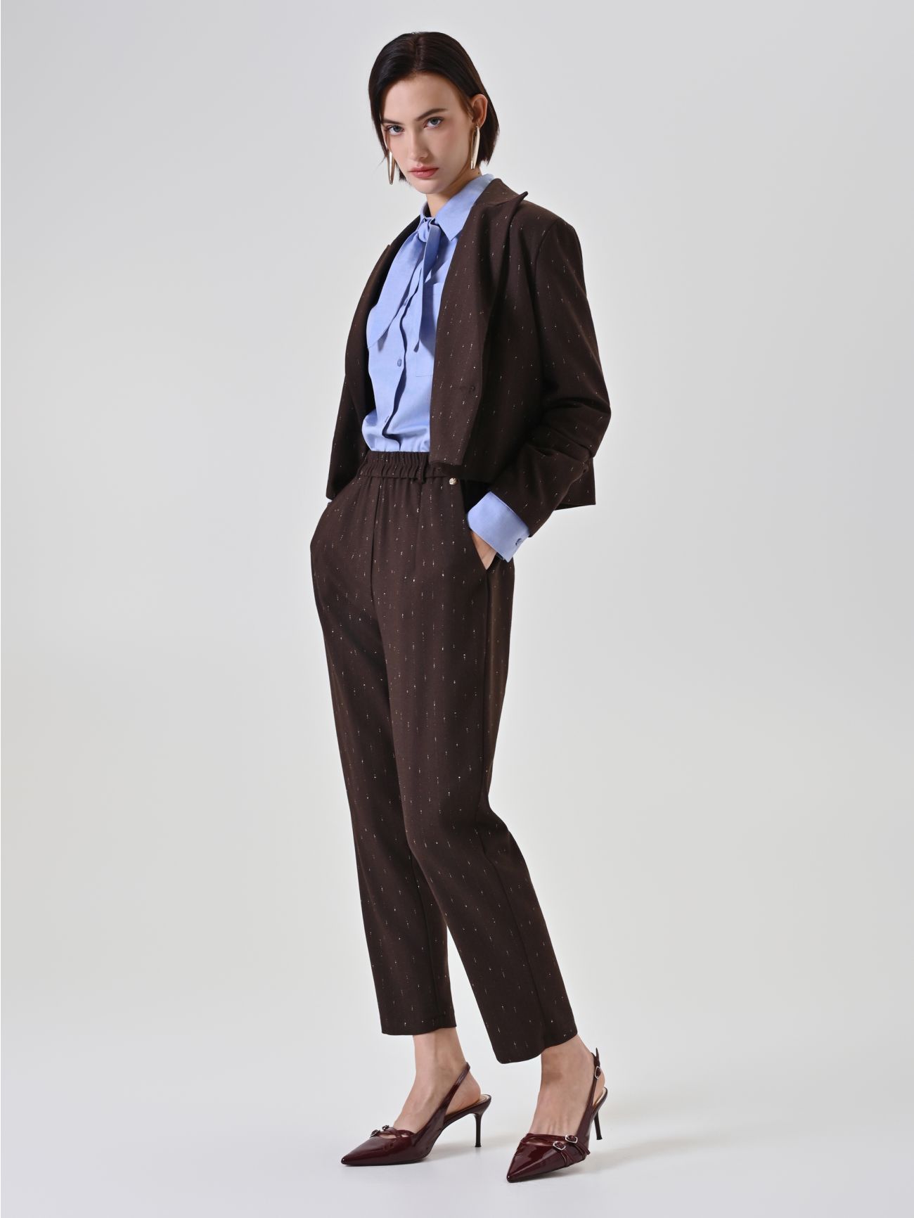 Chocolate Pinstripe Trousers  Rinascimento