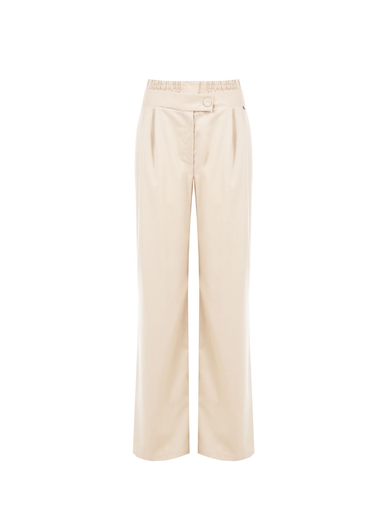Beige Palazzo Trousers with Drawstring det_4