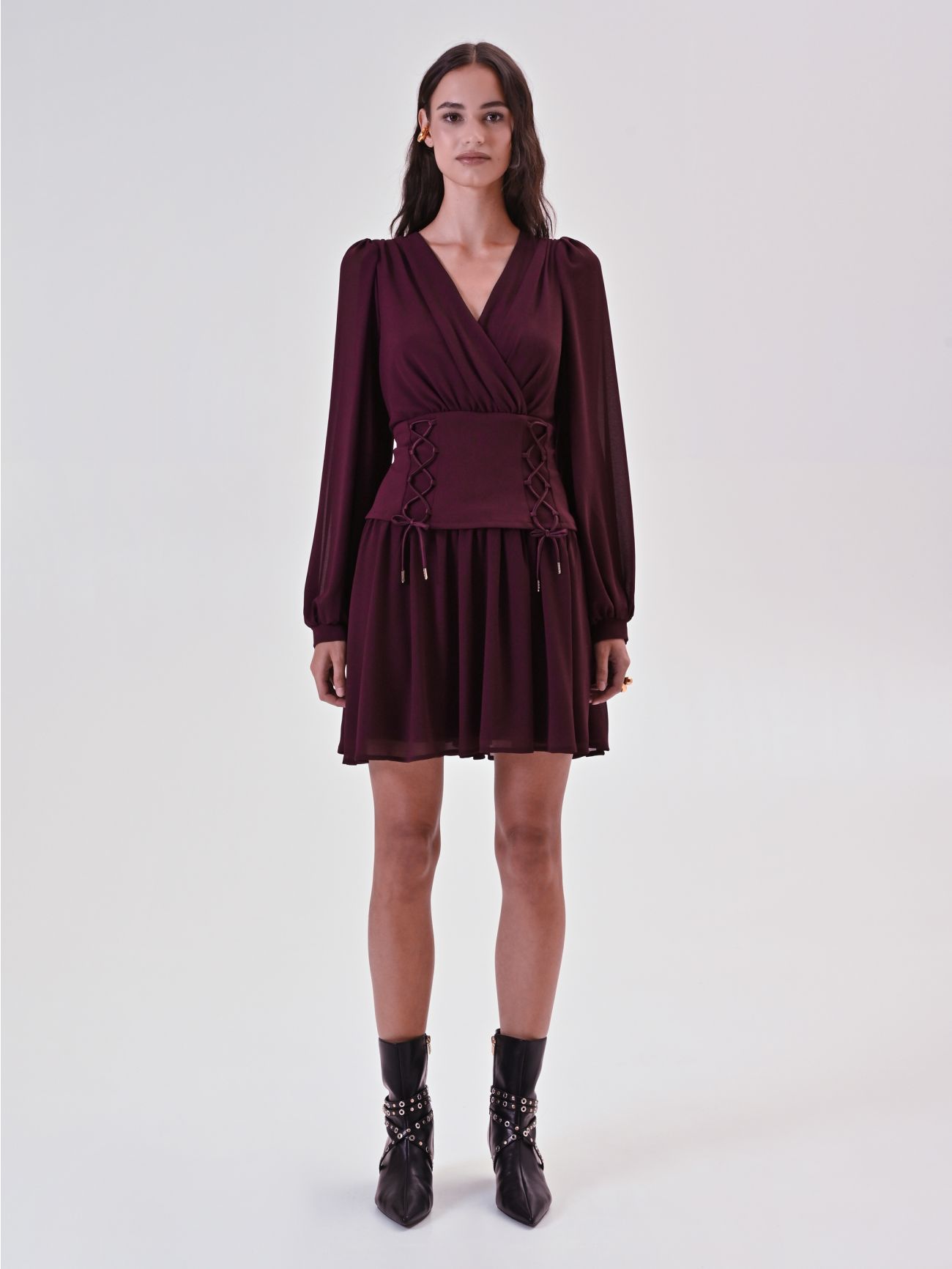 Robe bustier en crêpe georgette det_1