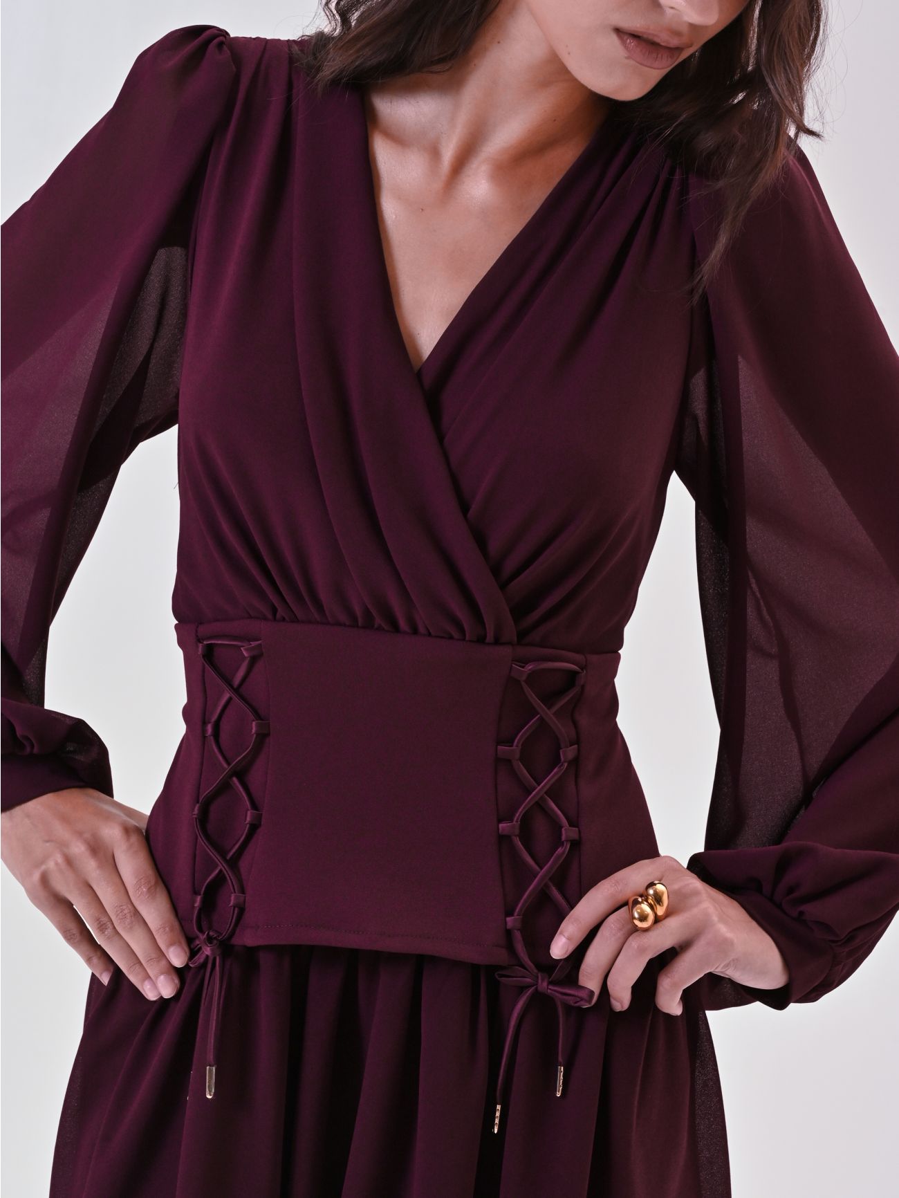 Vestido bustier en georgette in_i5