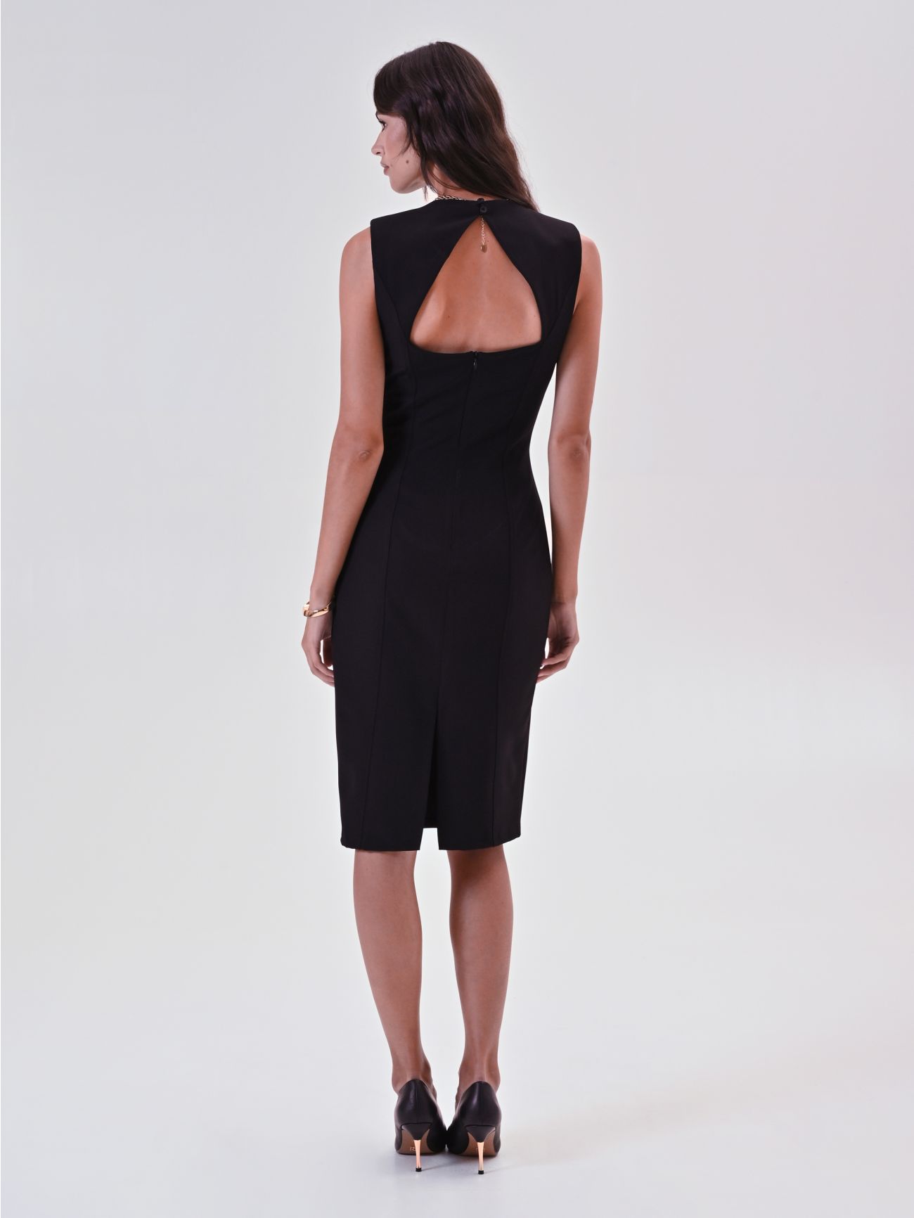Black Bustier Sheath Dress with Laces det_3