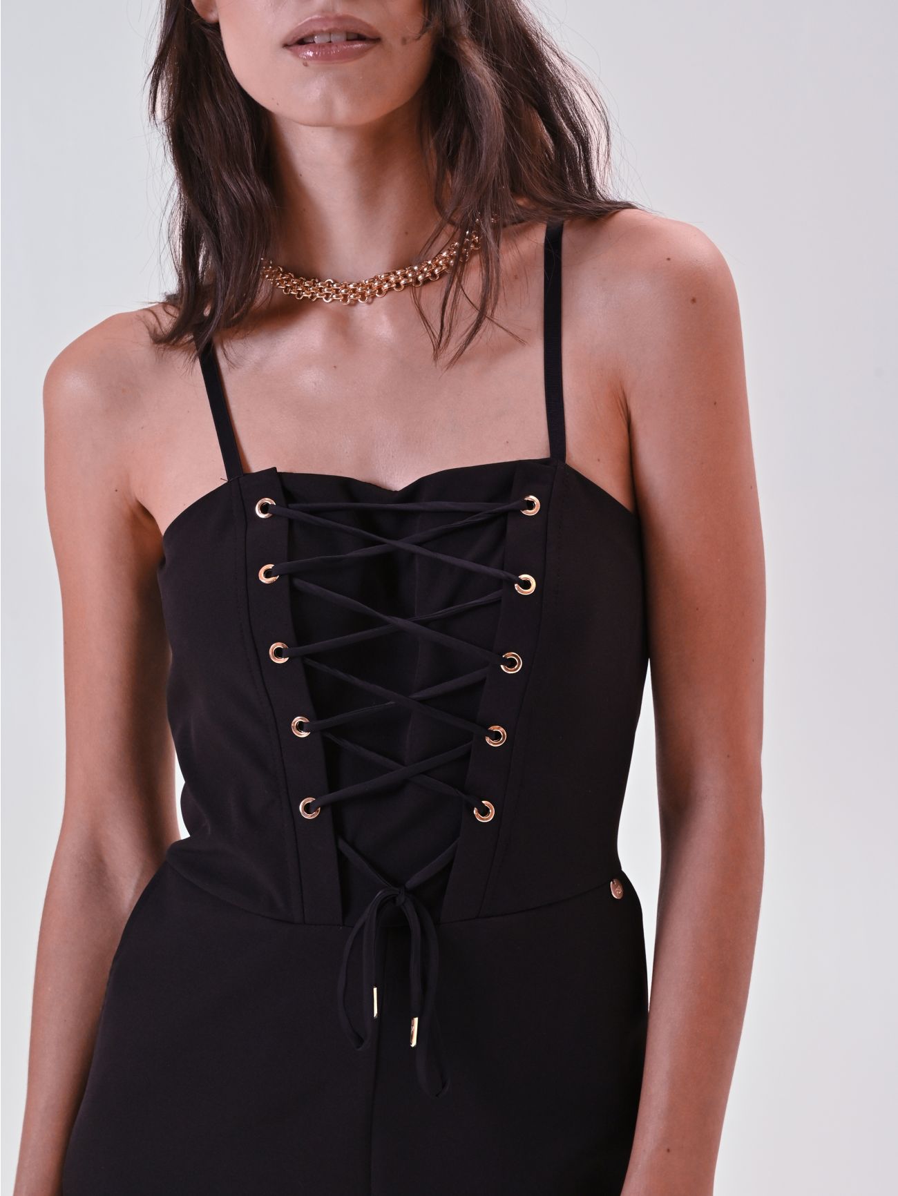 Black Bustier Jumpsuit with Laces 3 Rinascimento Black Bustier Jumpsuit with Laces in_i5