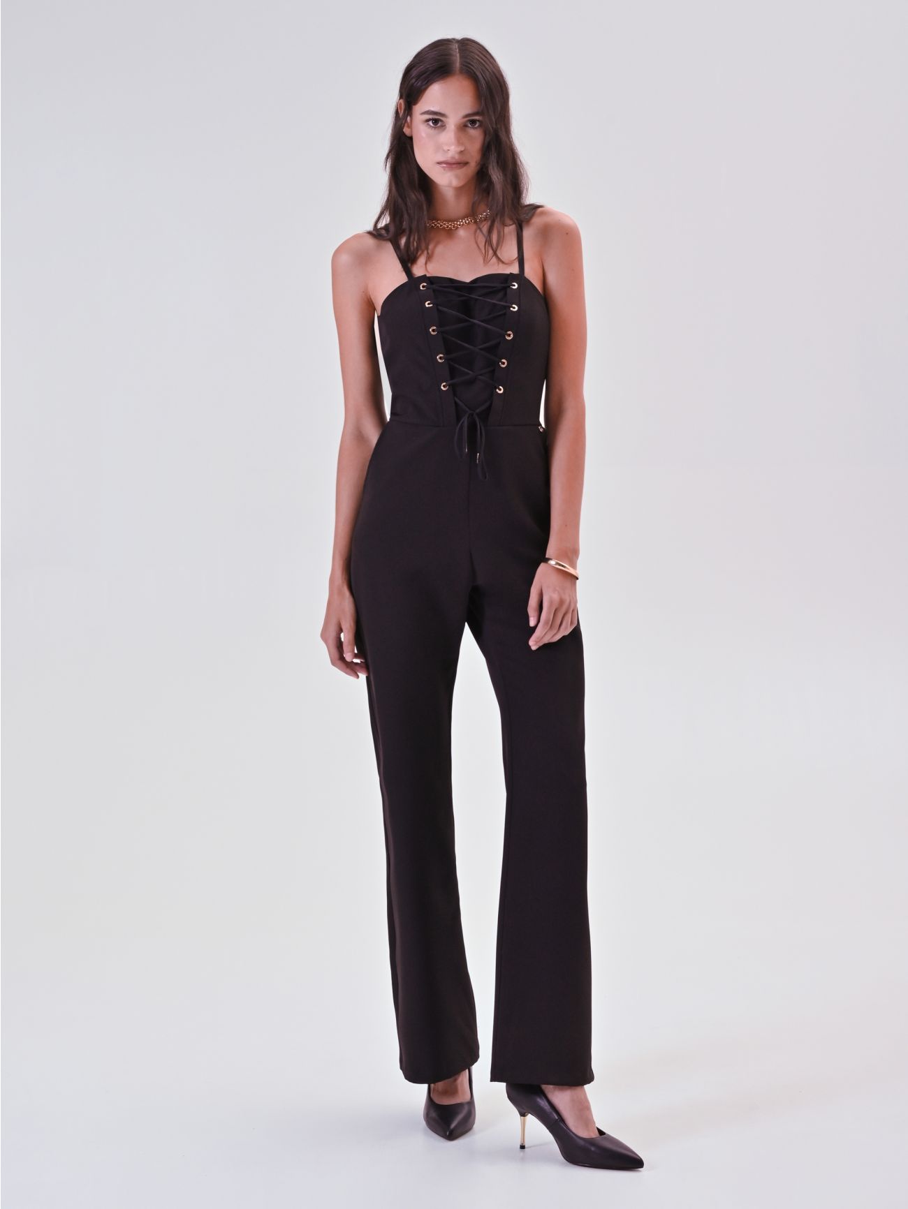 Black Bustier Jumpsuit with Laces 4 Rinascimento Black Bustier Jumpsuit with Laces in_i7