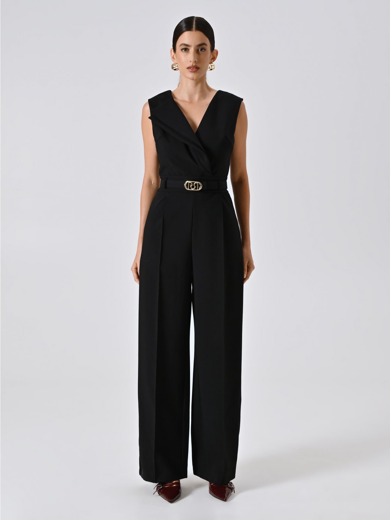 Black Jumpsuit with Double Lapel det_1