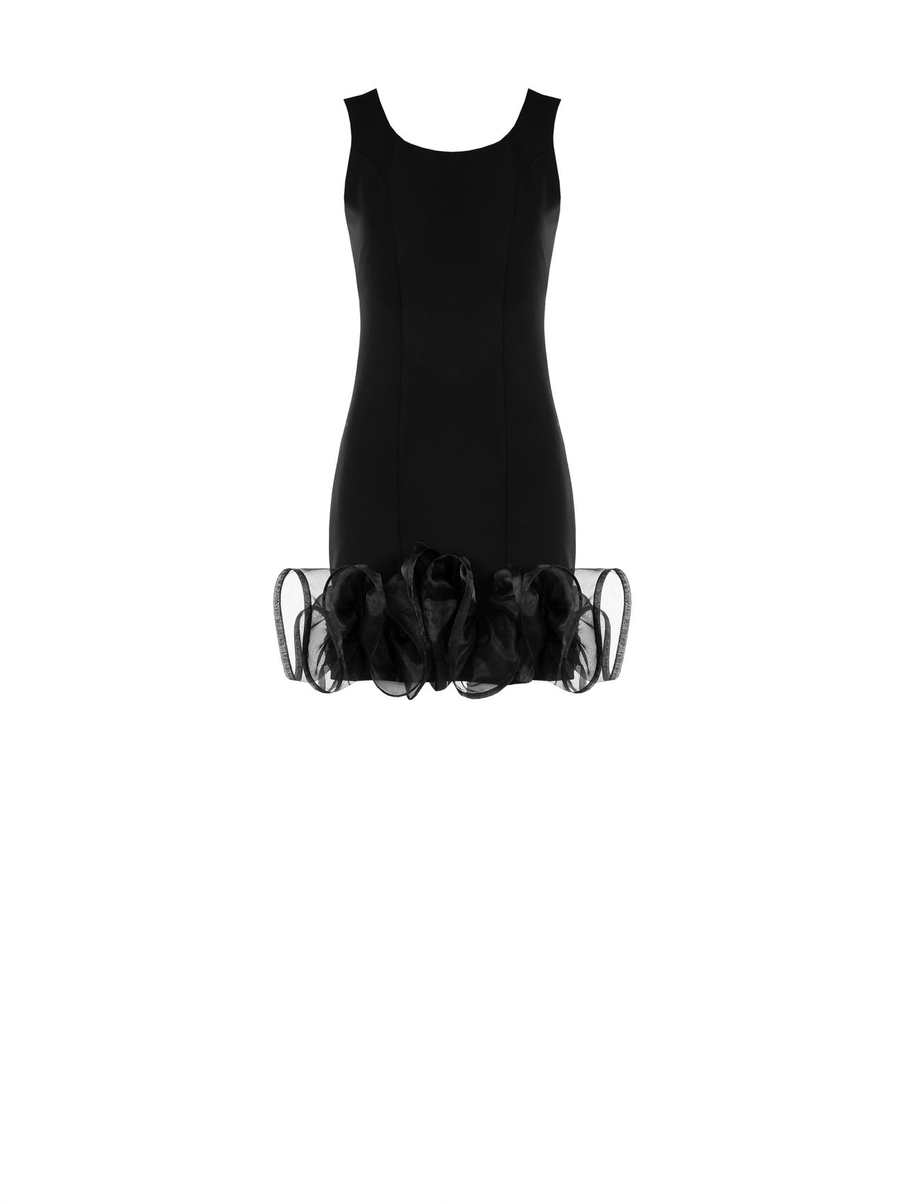Robe Noire à Volants en Organza det_4