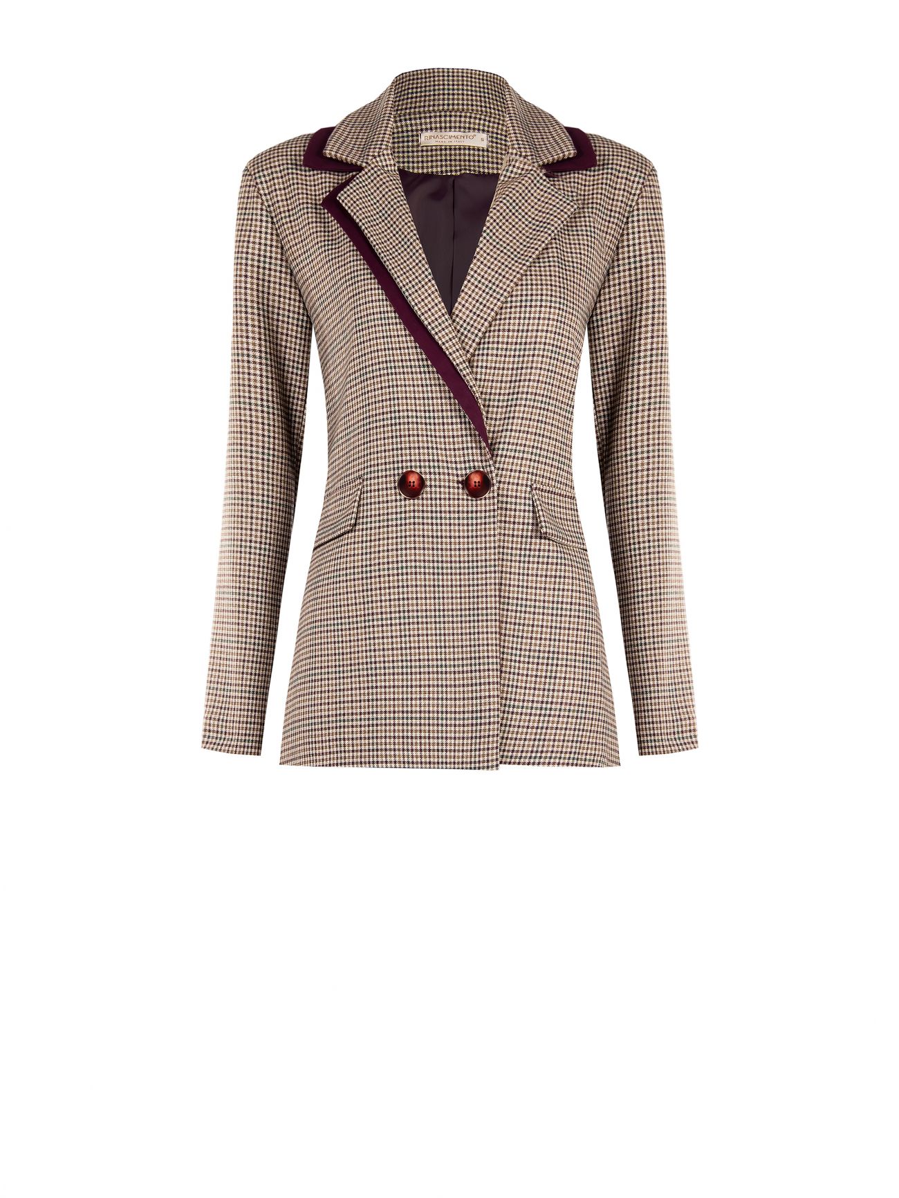 Zweireihiger karierter Blazer Bordeaux det_4