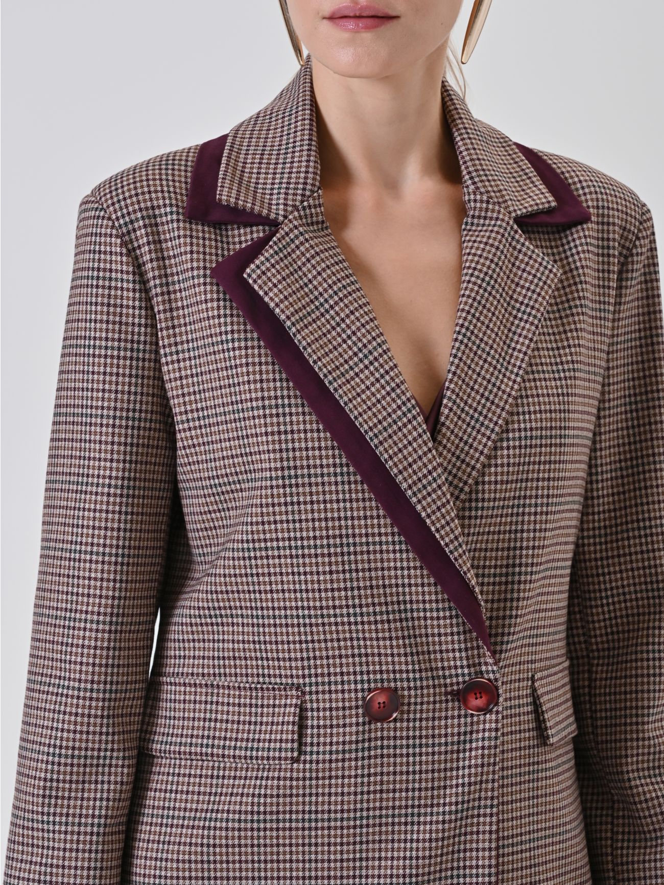 Zweireihiger karierter Blazer Bordeaux in_i5