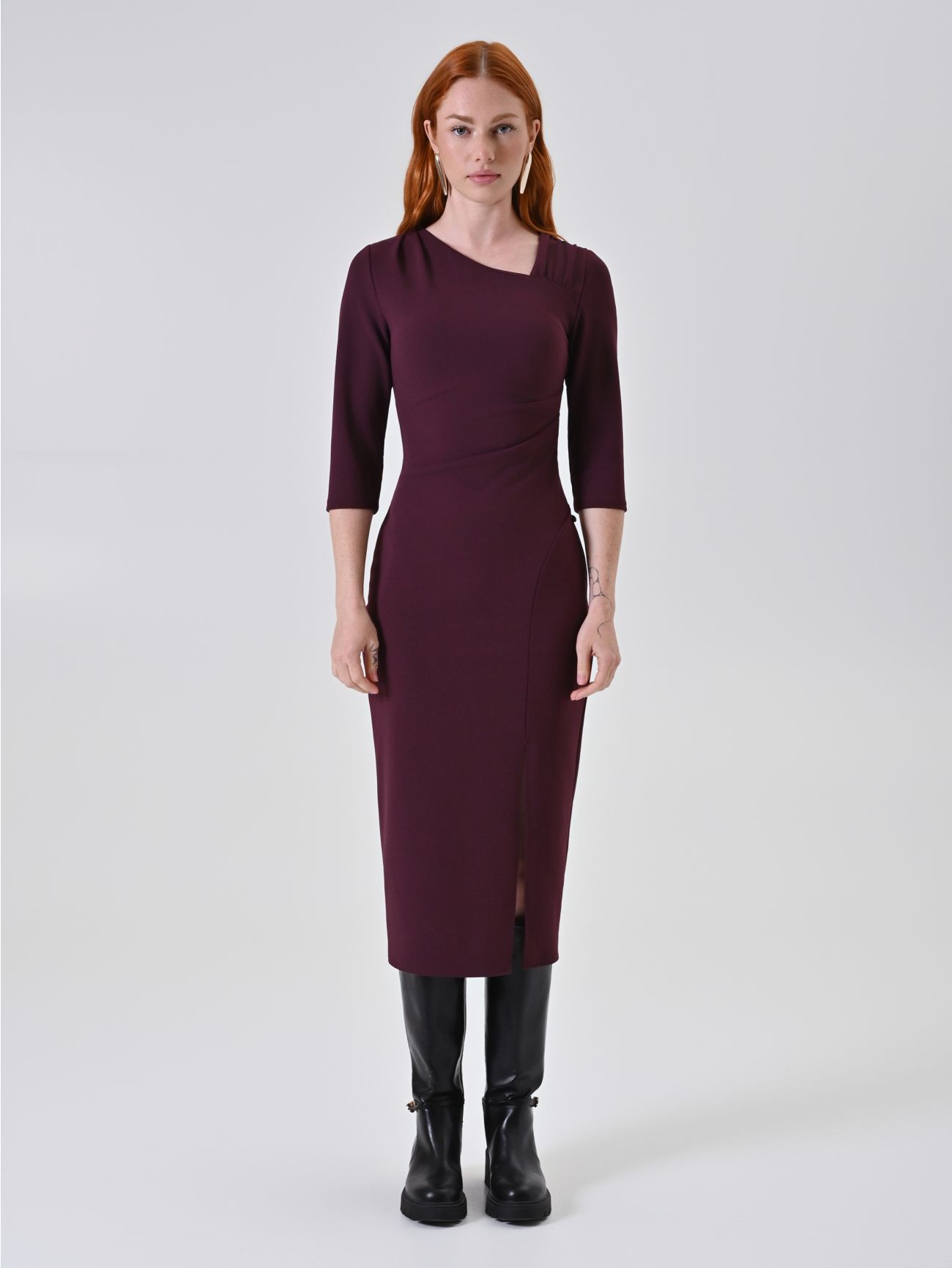 Bordeaux Midi Sheath Dress det_1
