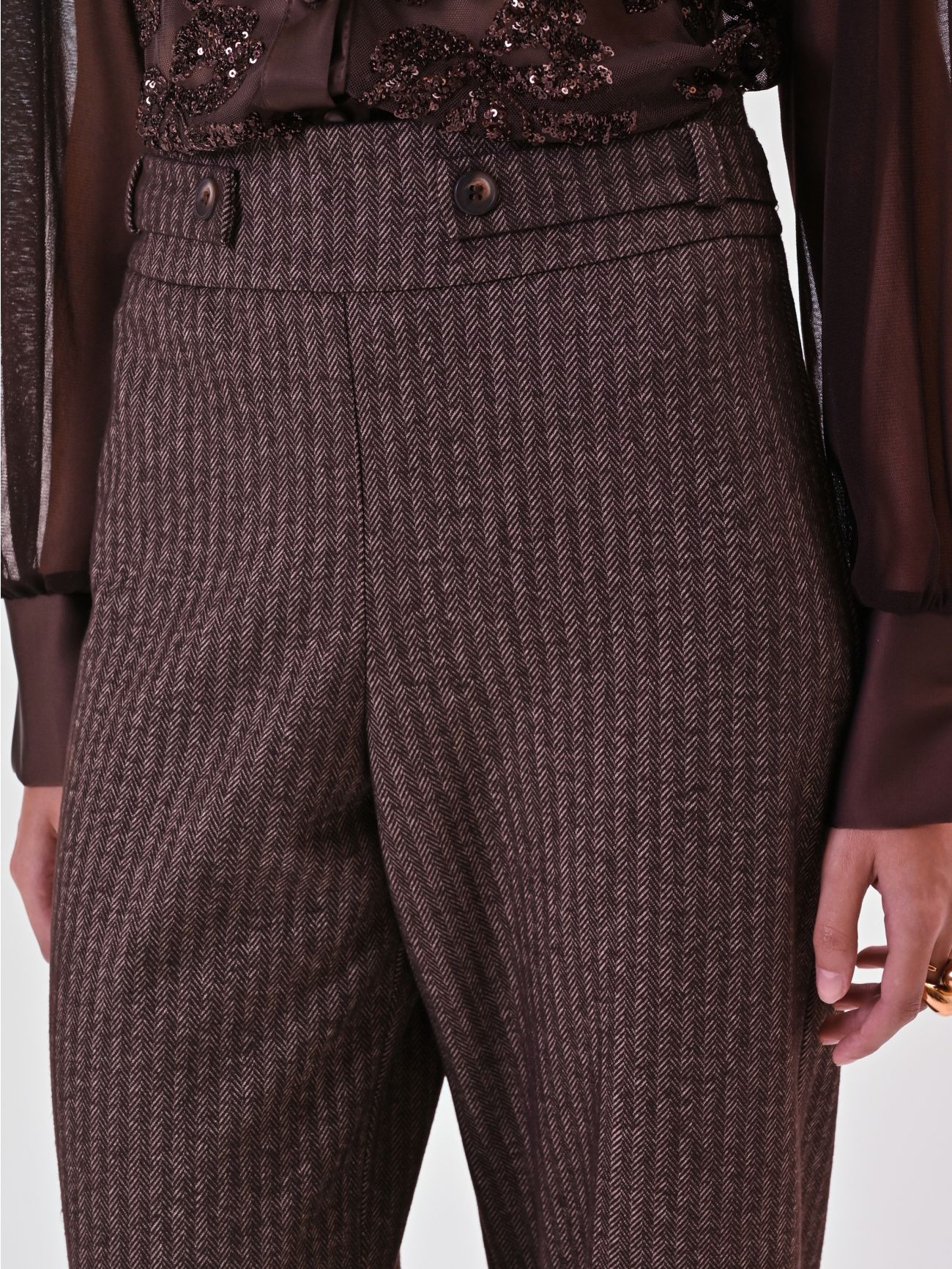 Brown Masculine Fabric Trousers in_i5