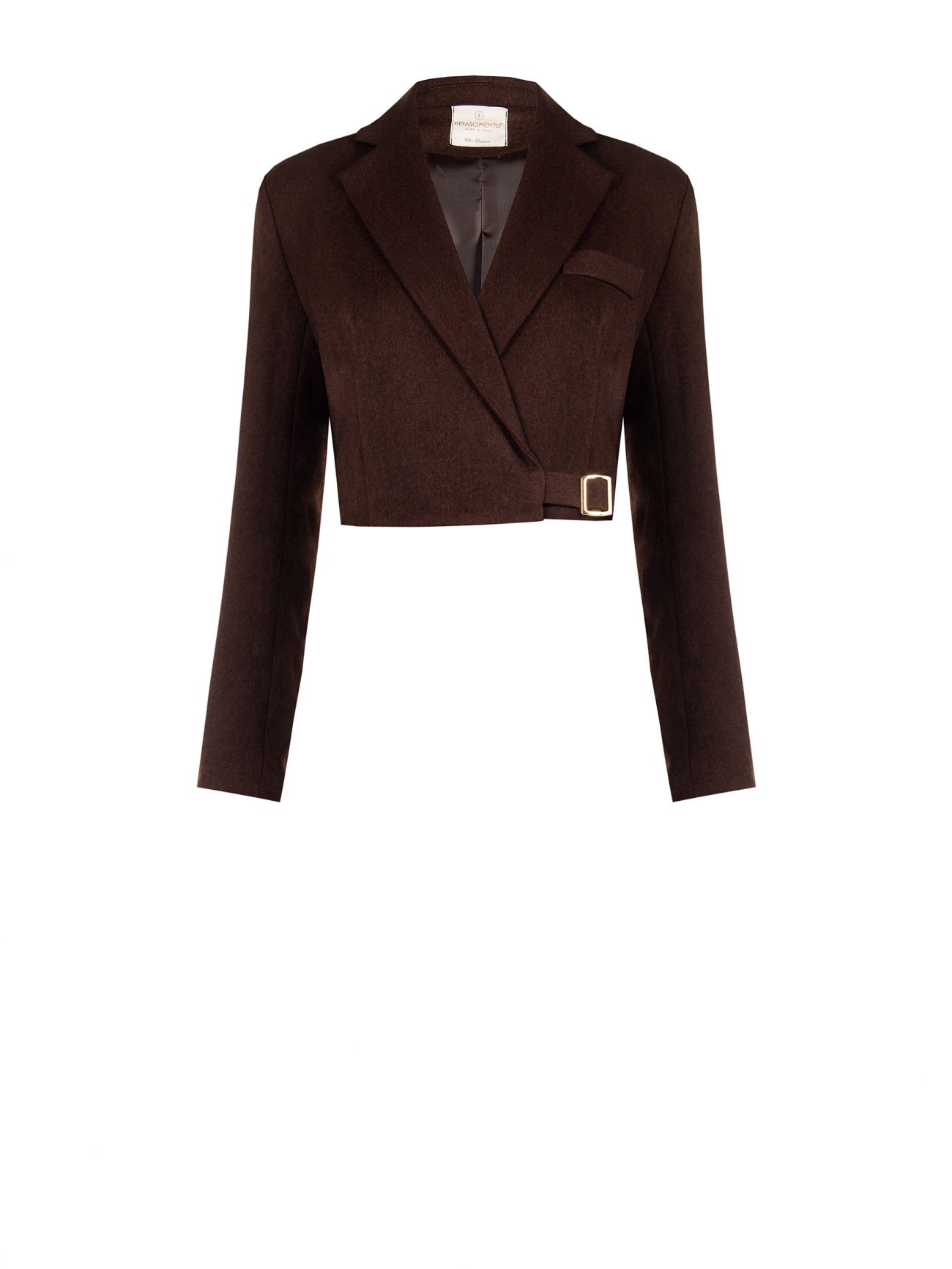 Cropped chocolate jacket with buckle det_4
