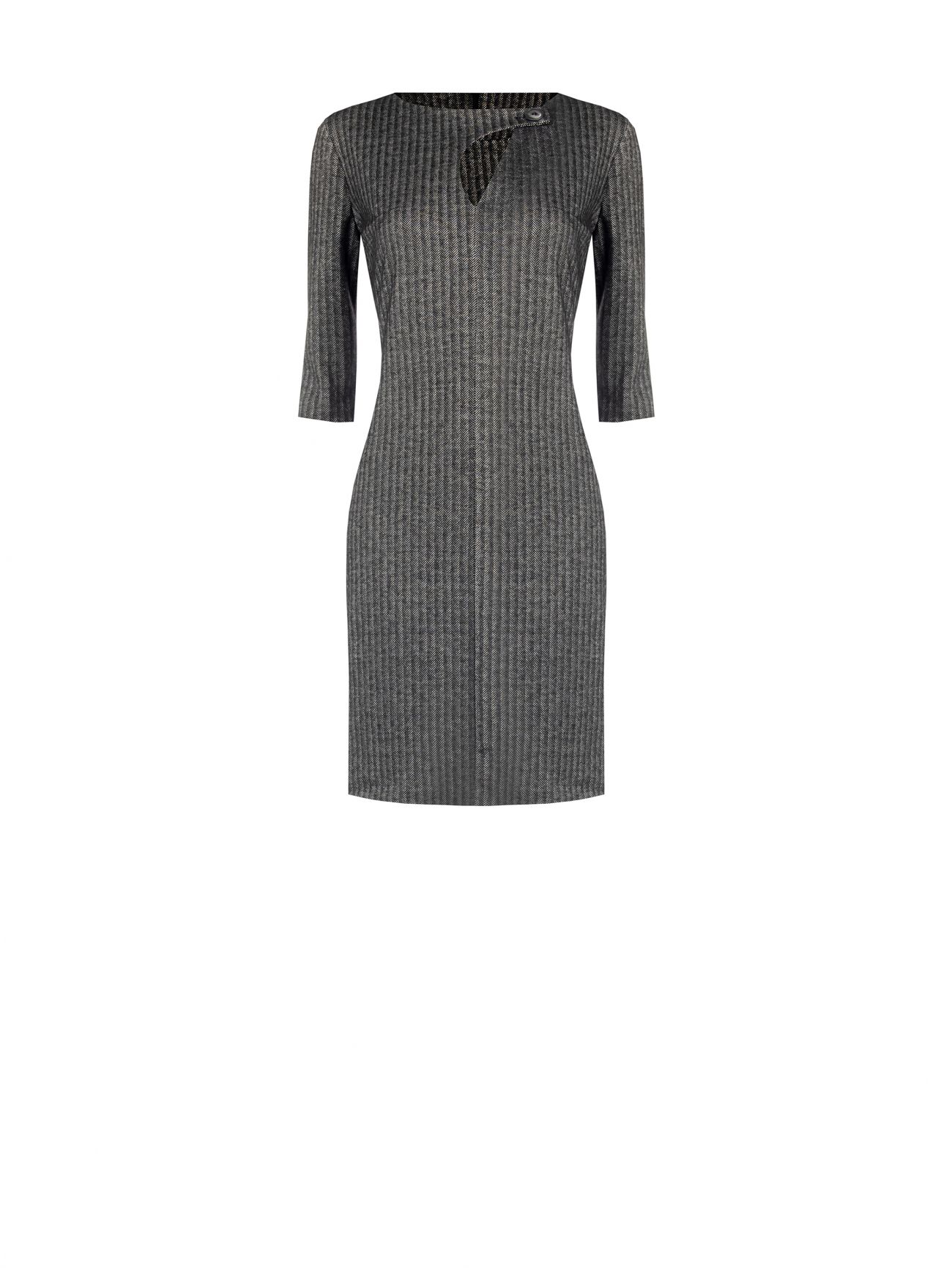 Sheath Dress in Grey Masculine Fabric det_4