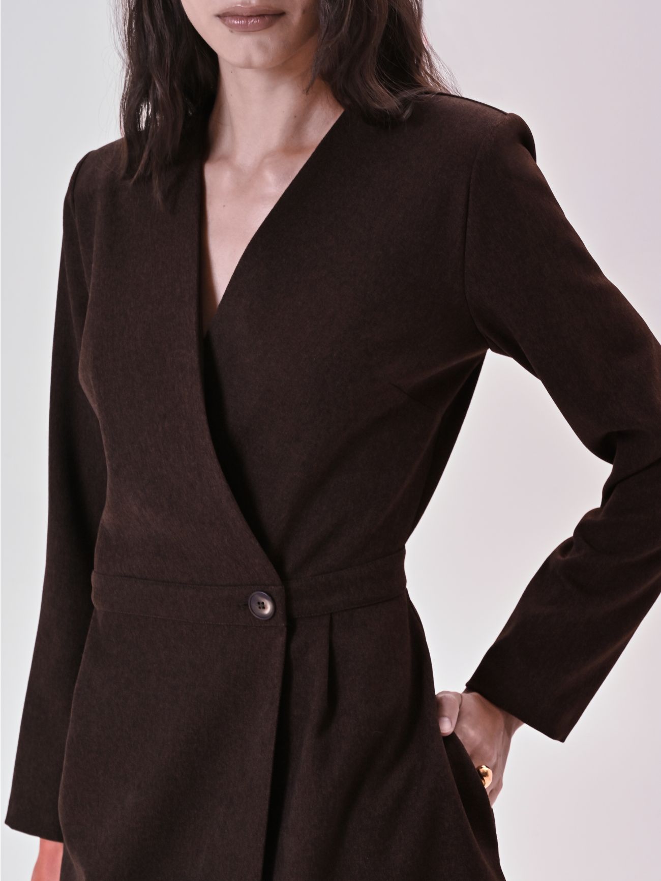 Brown Wrap Dress in_i5
