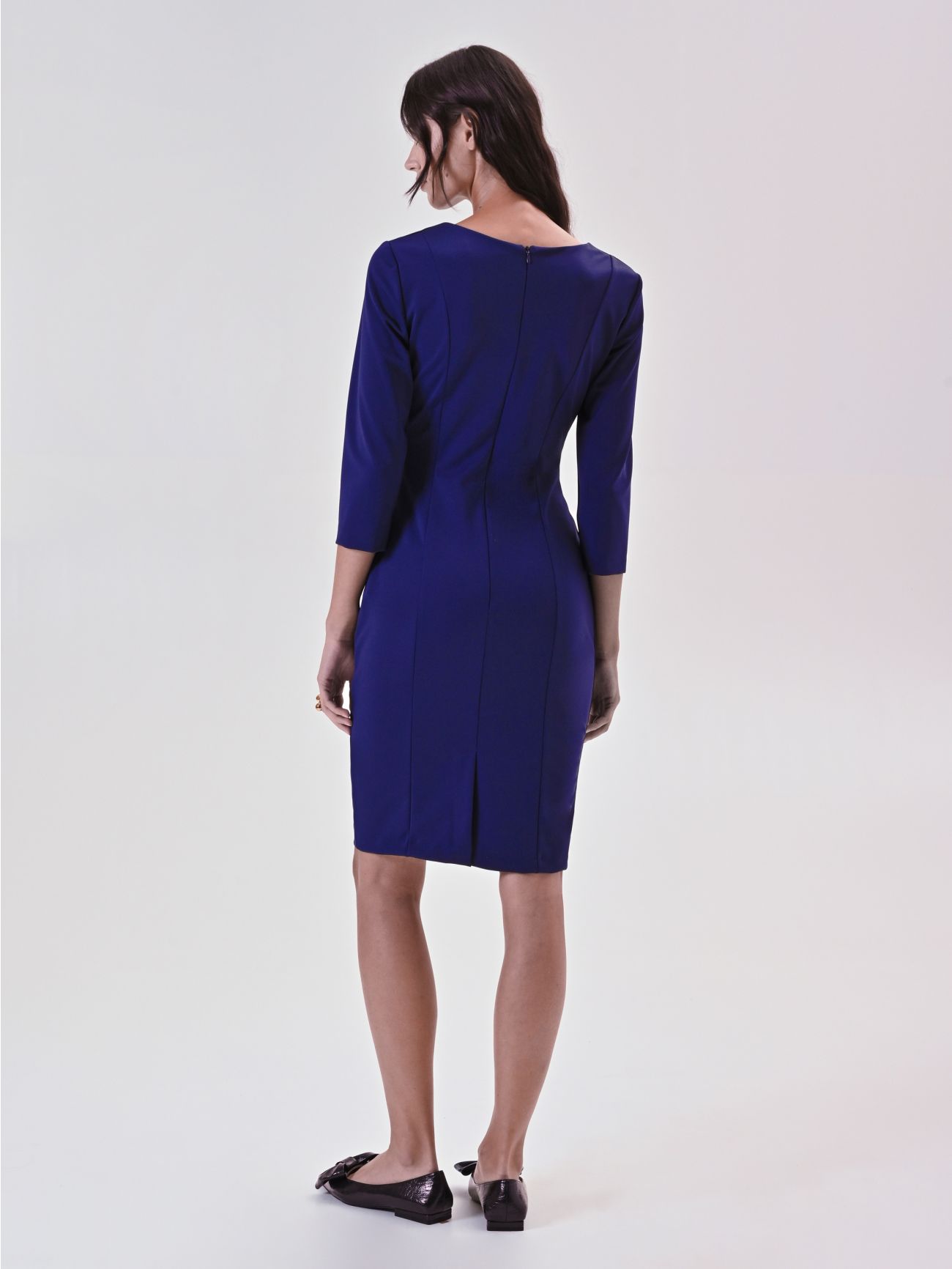 Tubino Blu in Punto Milano con Dettaglio Cut Out  det_3