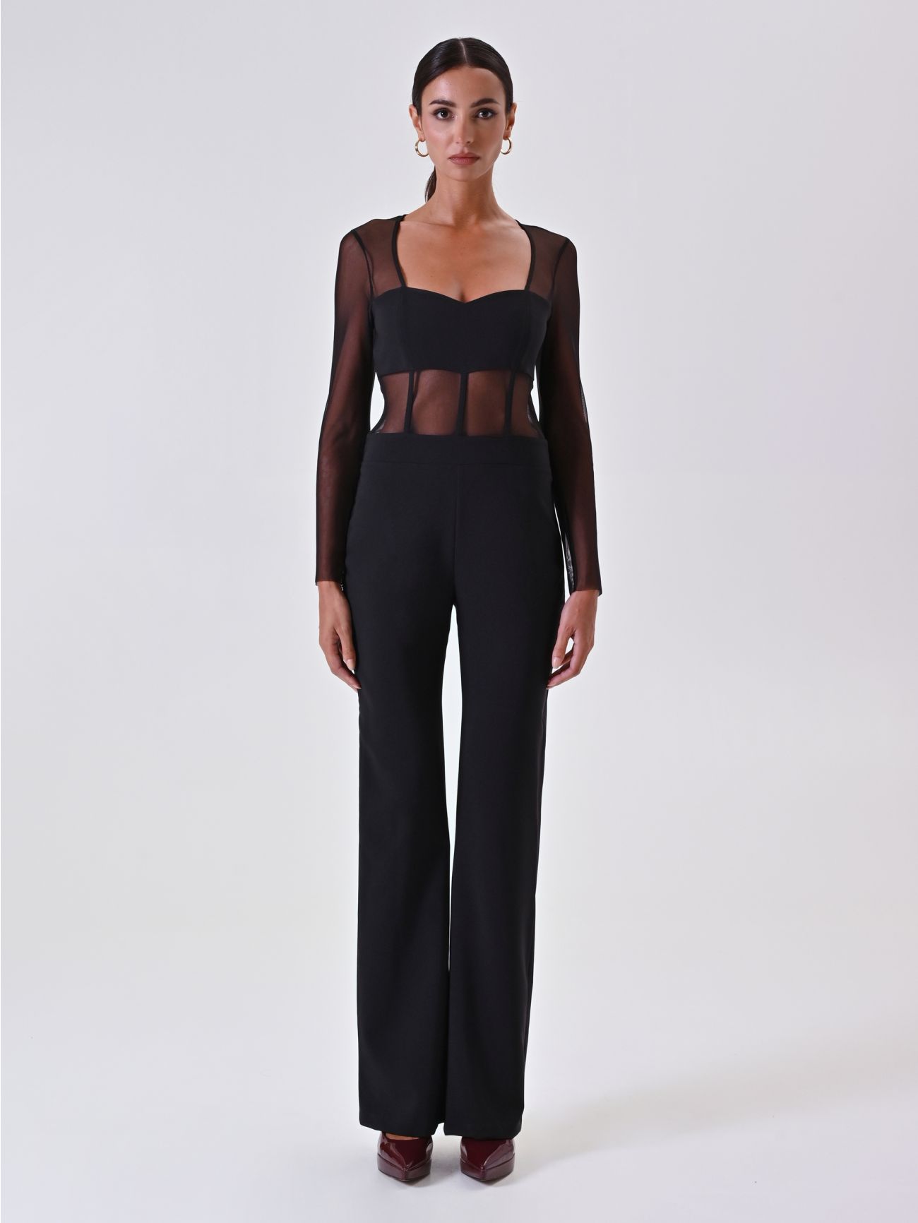 Tuta Nera Bustier con Corpino in Tulle det_1