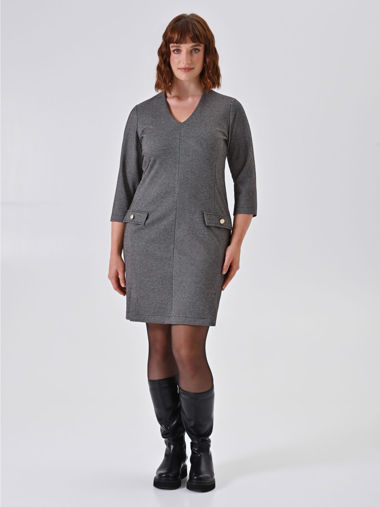 Abito Curvy stampa Micro Geometrica 4 Rinascimento Abito Curvy stampa Micro Geometrica in_i7