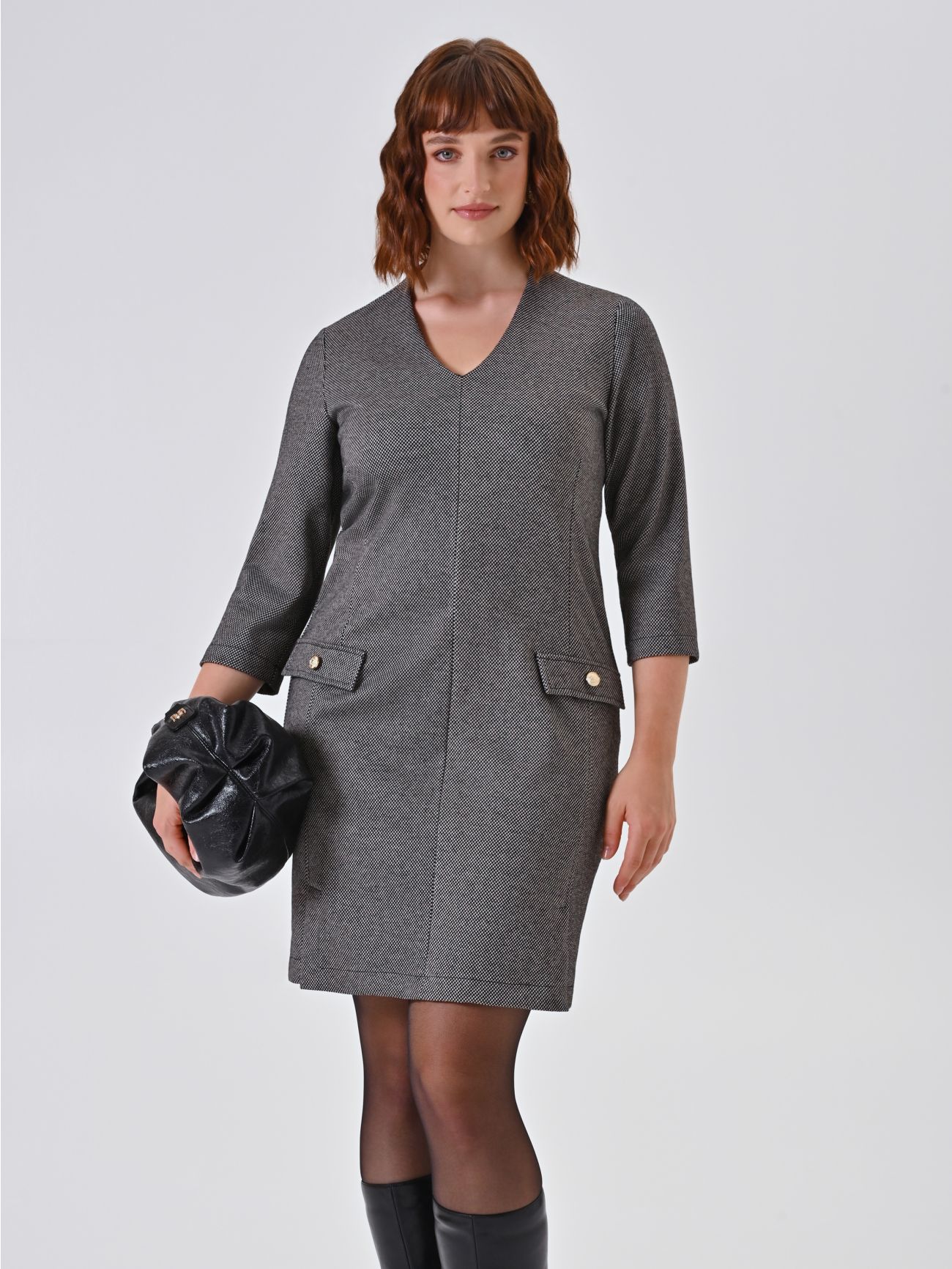 Vestido curvy con estampado microgeométrico  Rinascimento