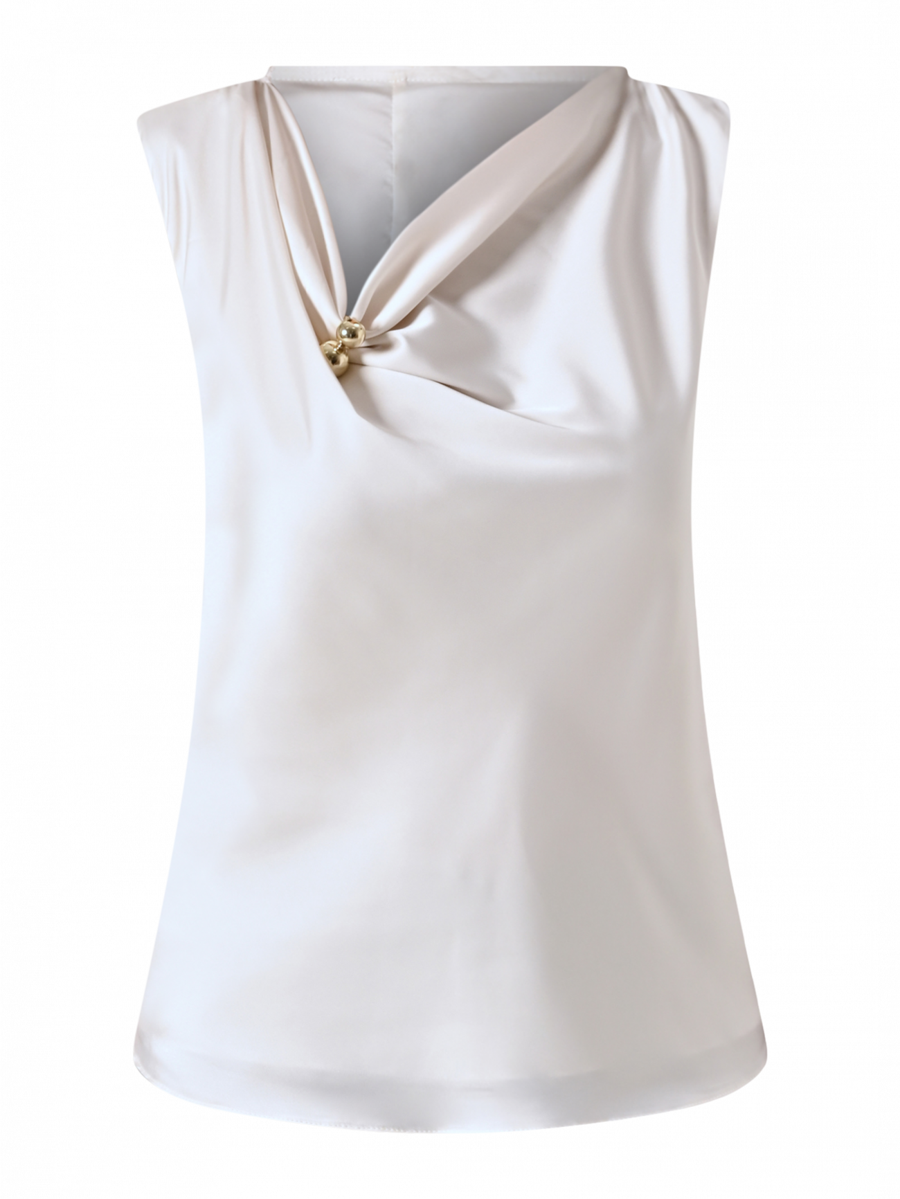 Bluse in hellem Beige mit goldener Brosche det_4