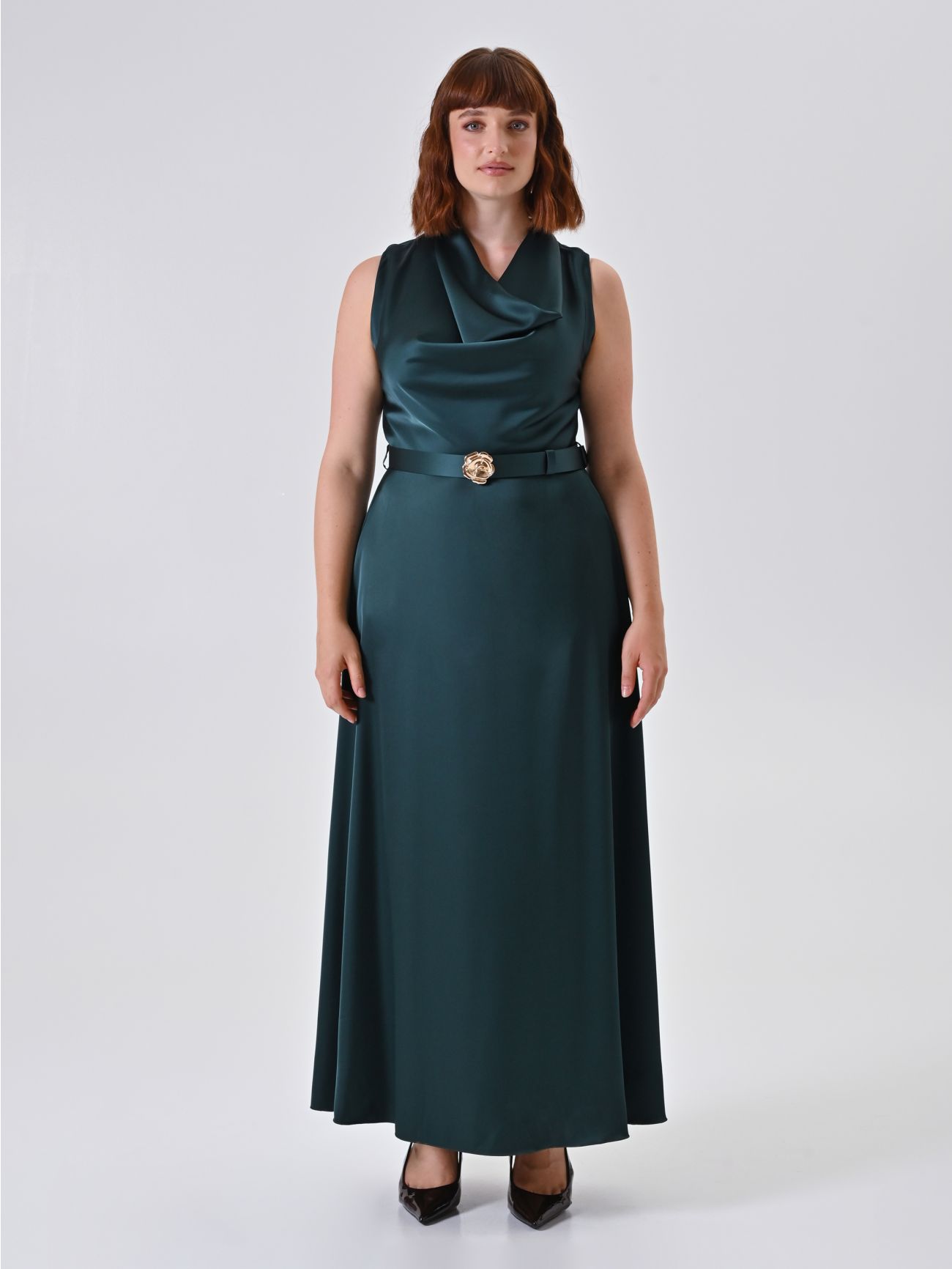 Plus-Size Green Satin Maxi Dress det_1
