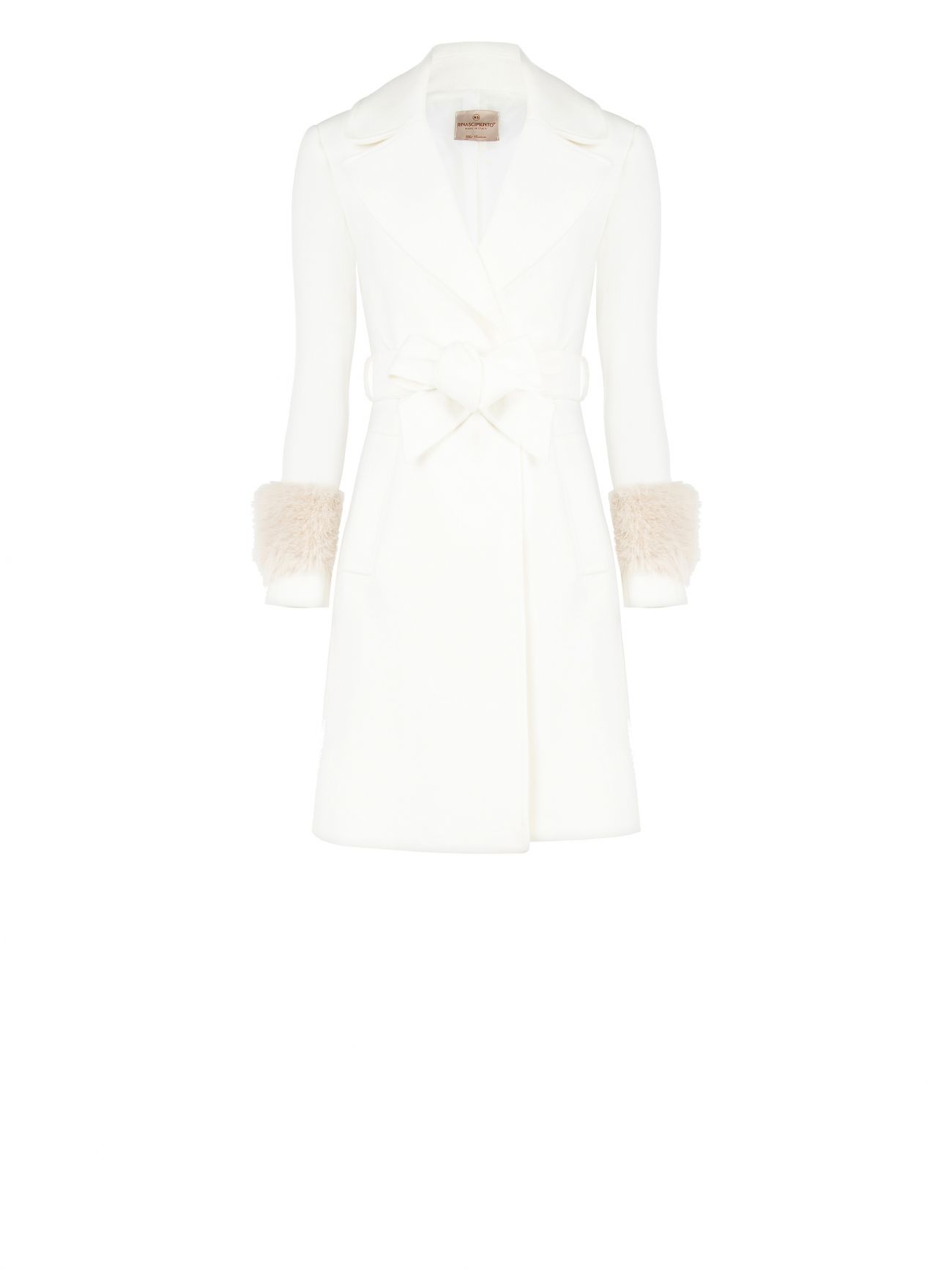 Cappotto Bianco con Maniche effetto Pelliccia det_4