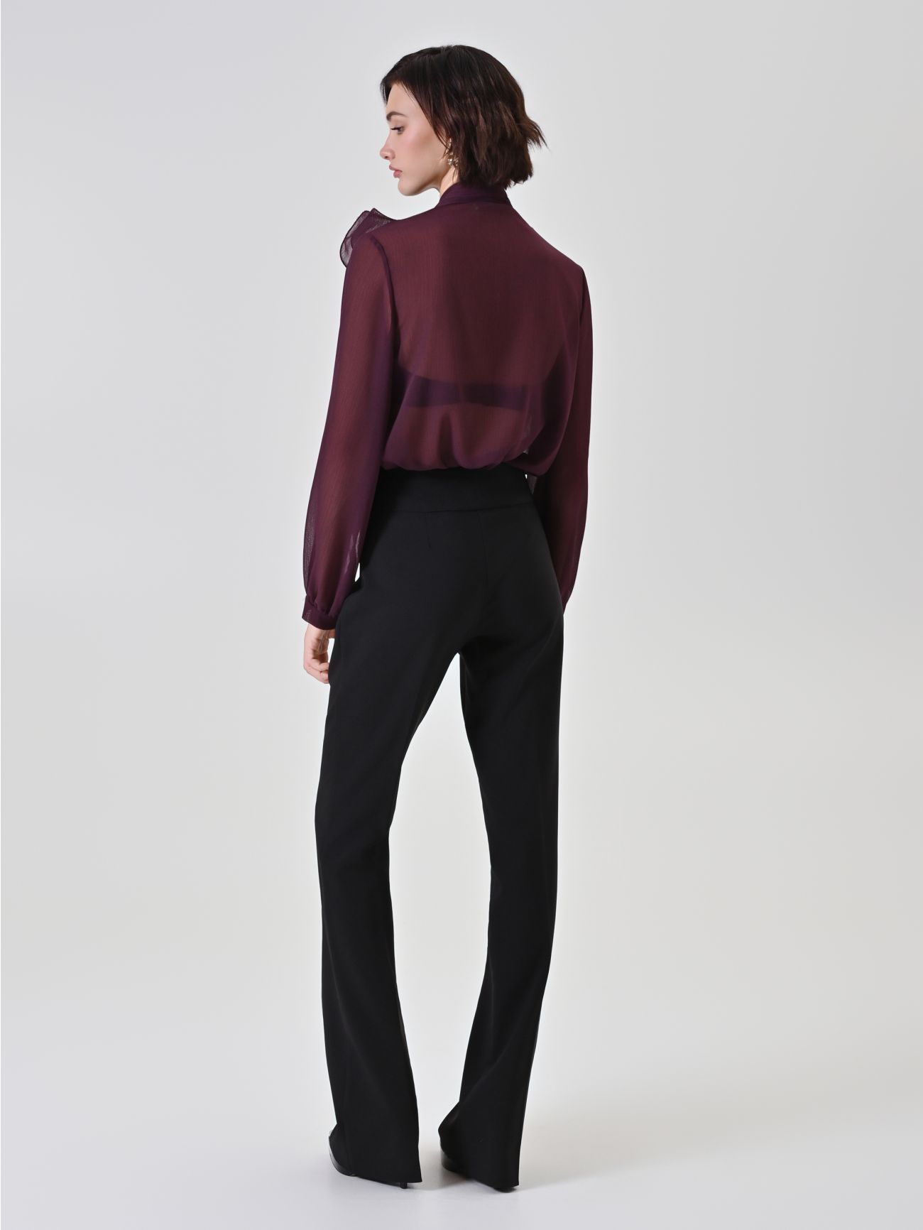 Black Flared Trousers with Gold Buttons det_3