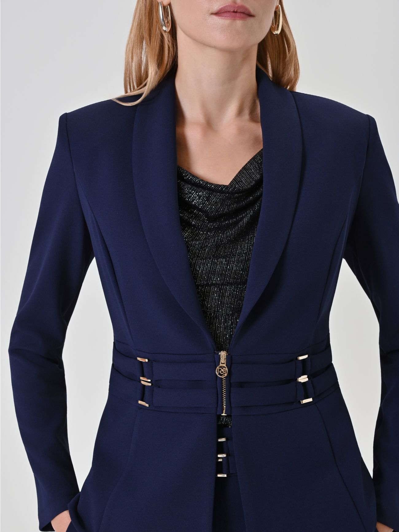 Blue blazer with gold detail in_i5