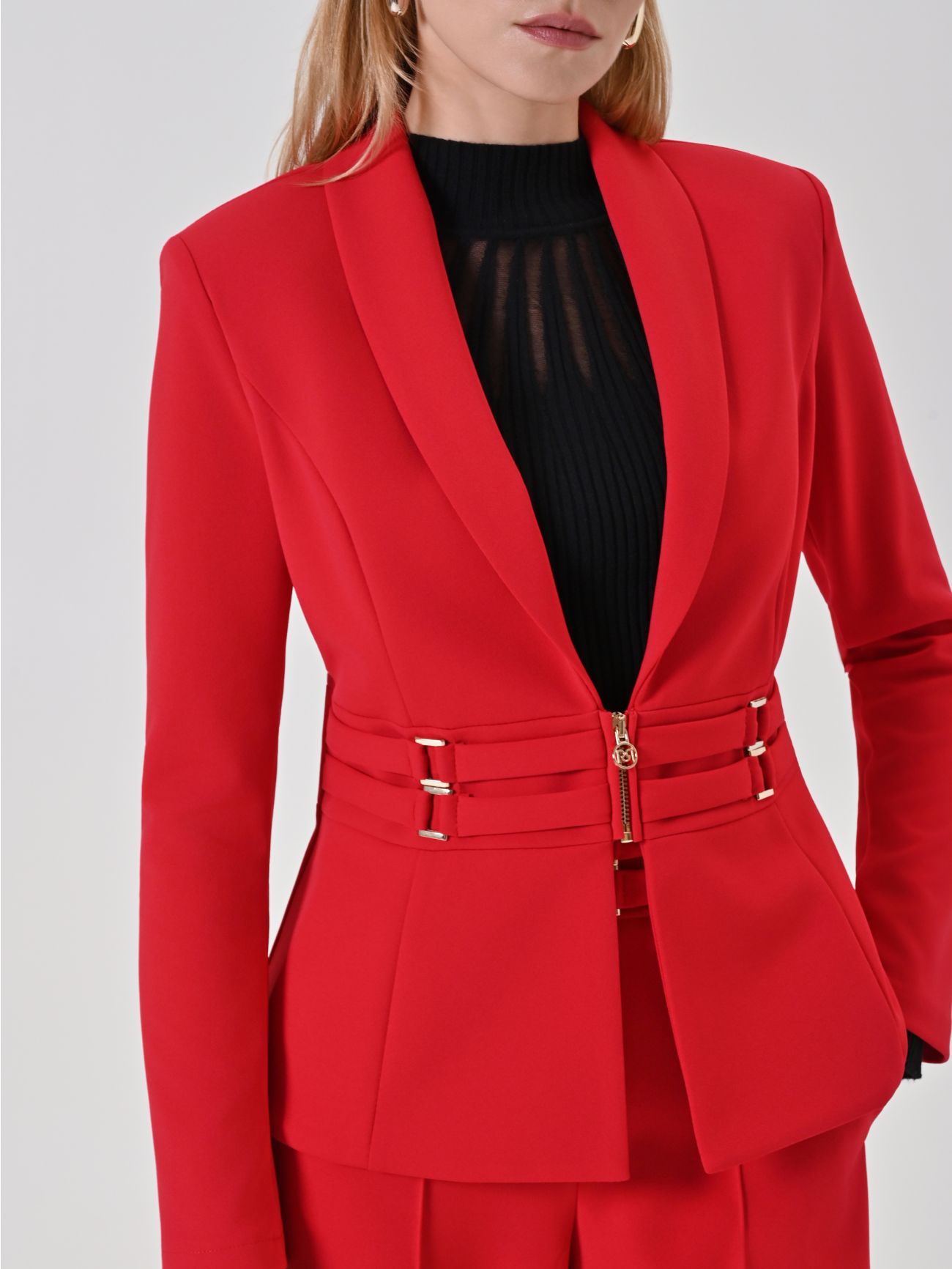 Red Blazer with Bustier Detail in_i5