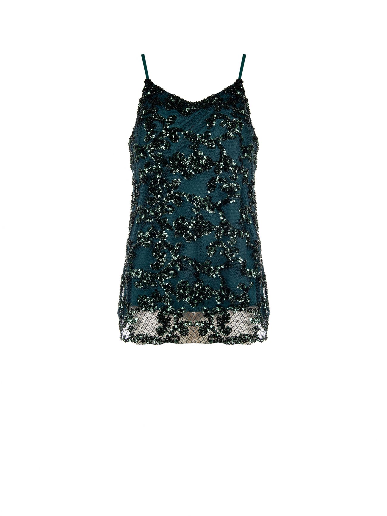 Green Sequin-Embellished Camisole Top det_4