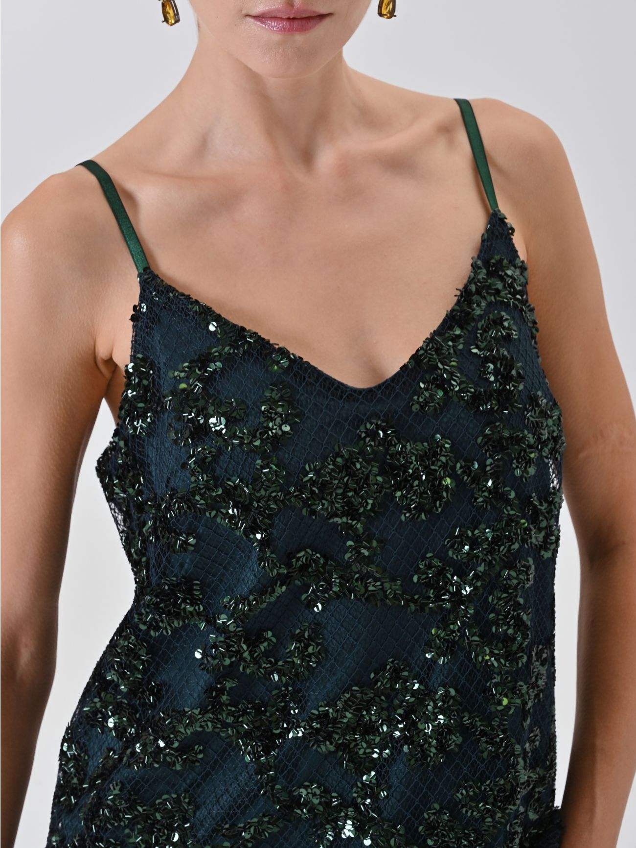 Green Sequin-Embellished Camisole Top in_i5