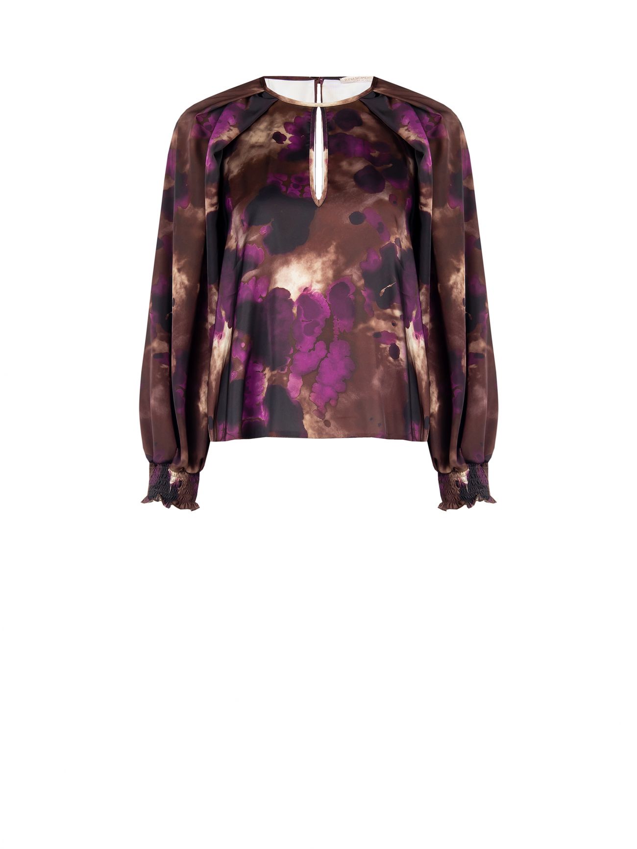 Abstract Print Satin Blouse det_4