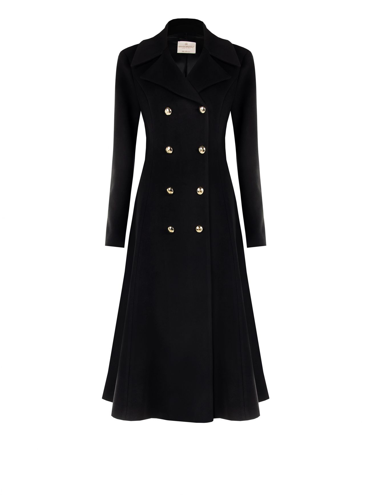 Black double-breasted long coat det_4