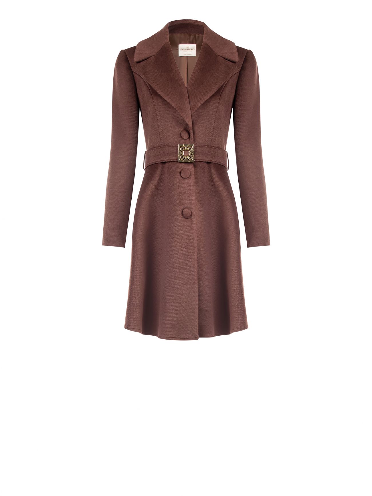 Cappotto Marrone con Bottoni Ricoperti in Misto Viscosa det_4