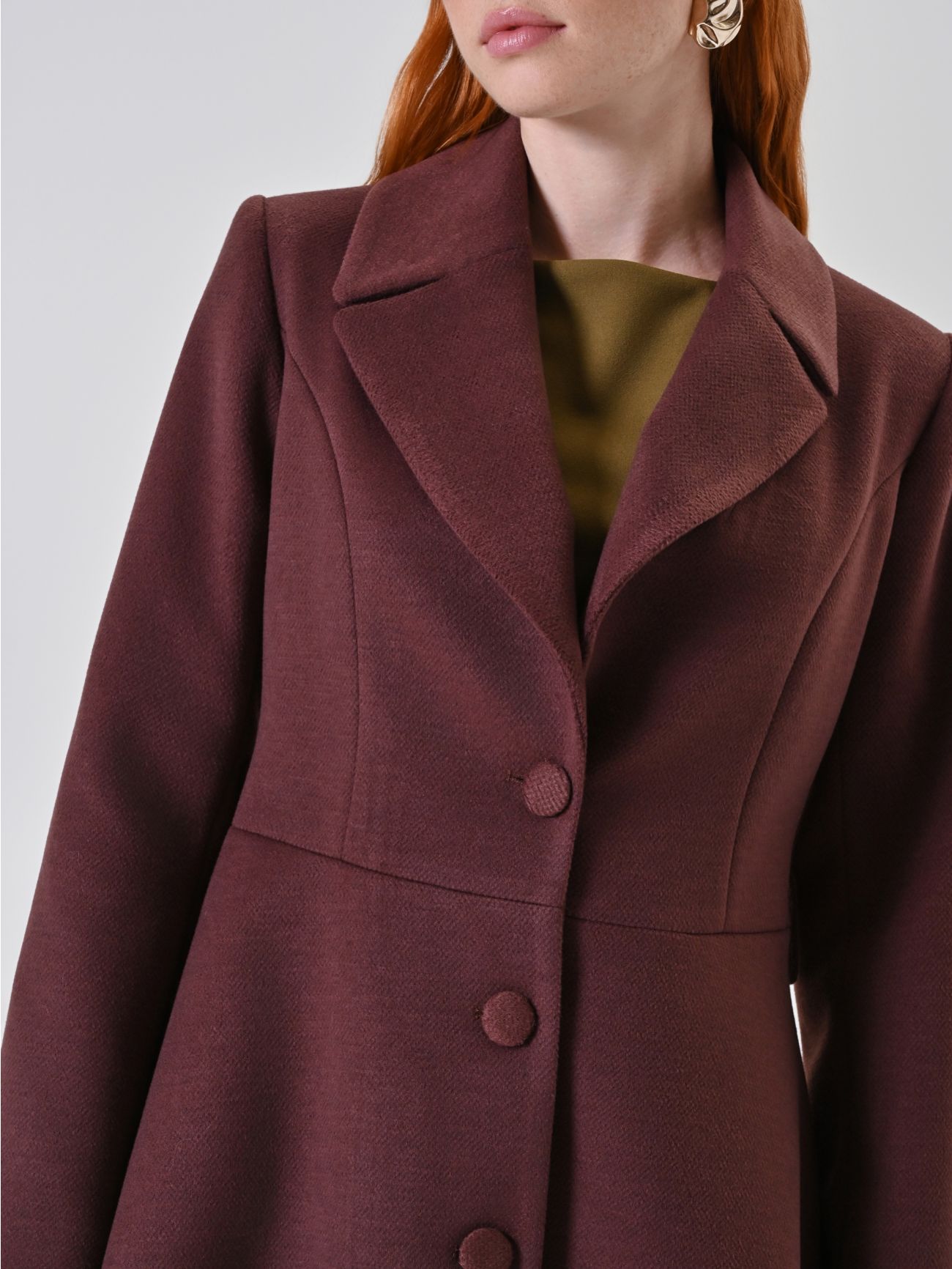 Cappotto Marrone con Bottoni Ricoperti in_i5